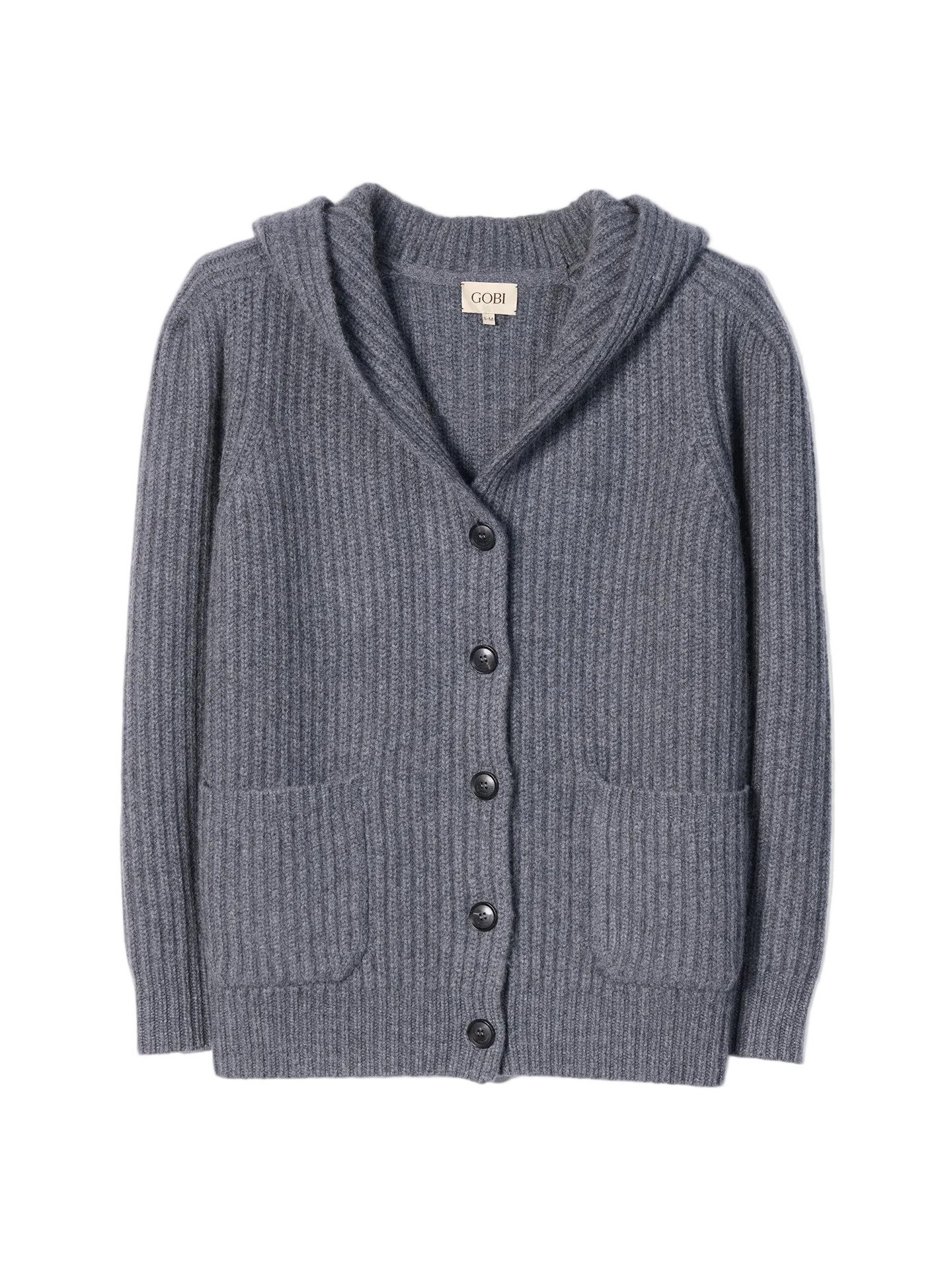 Kapuzenpullover Kaschmir-Cardigan mit Kapuze und breiten Schultern