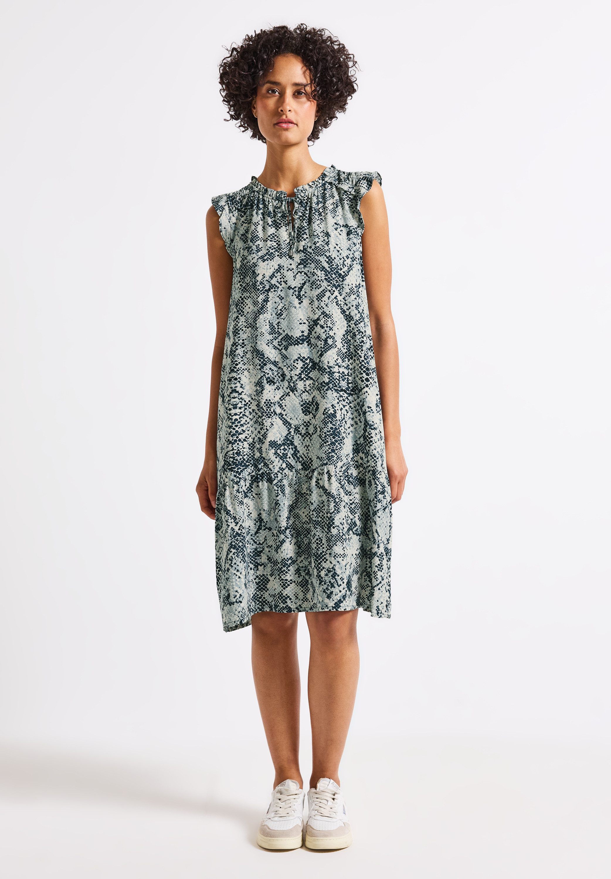 STREET ONE Tunikakleid ohne Ärmel, mit Snake-Print und Volants