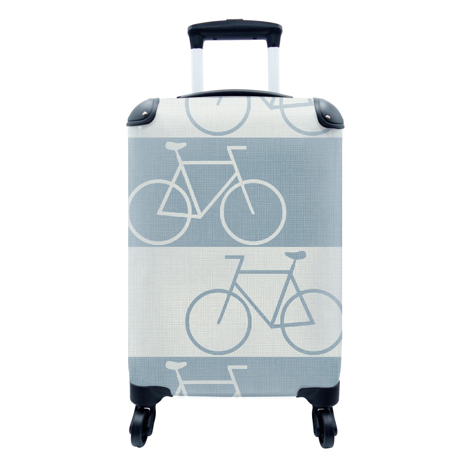 MuchoWow Handgepäckkoffer Fahrrad - Blau - Muster, 4 Rollen, Reisetasche mit rollen, Handgepäck für Ferien, Trolley, Reisekoffer
