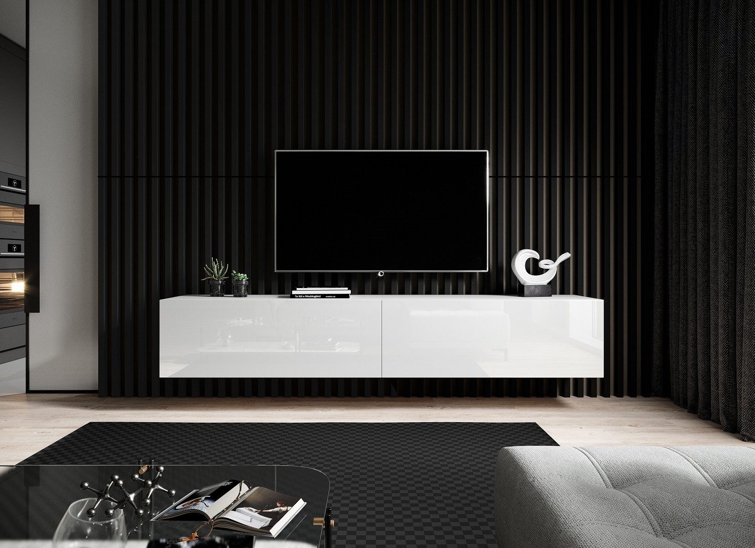 Mebano 3D Wandpaneel 132cm Set aus 4 Akustikpaneelen – Stilvolle Lamellenwand auf Filz, (Gestalte dein Zuhause selbst und mit kleinem Budget – kreativ, individuell und günstig, 4-tlg., Preis bezieht sich auf 1 Packung mit 4 Paneelen) Material, einfache Montage, effektive Schalldämmung