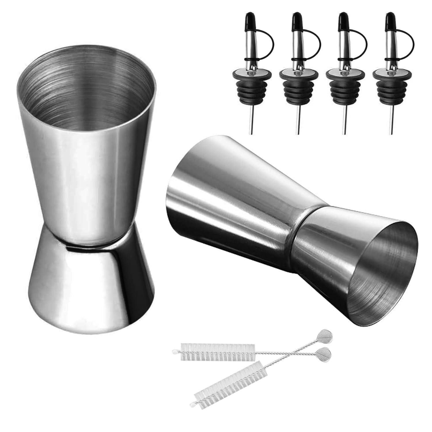LuxusKollektion Barmaß Cocktail Messbecher Set 2cl/4cl Edelstahl 2 Stk