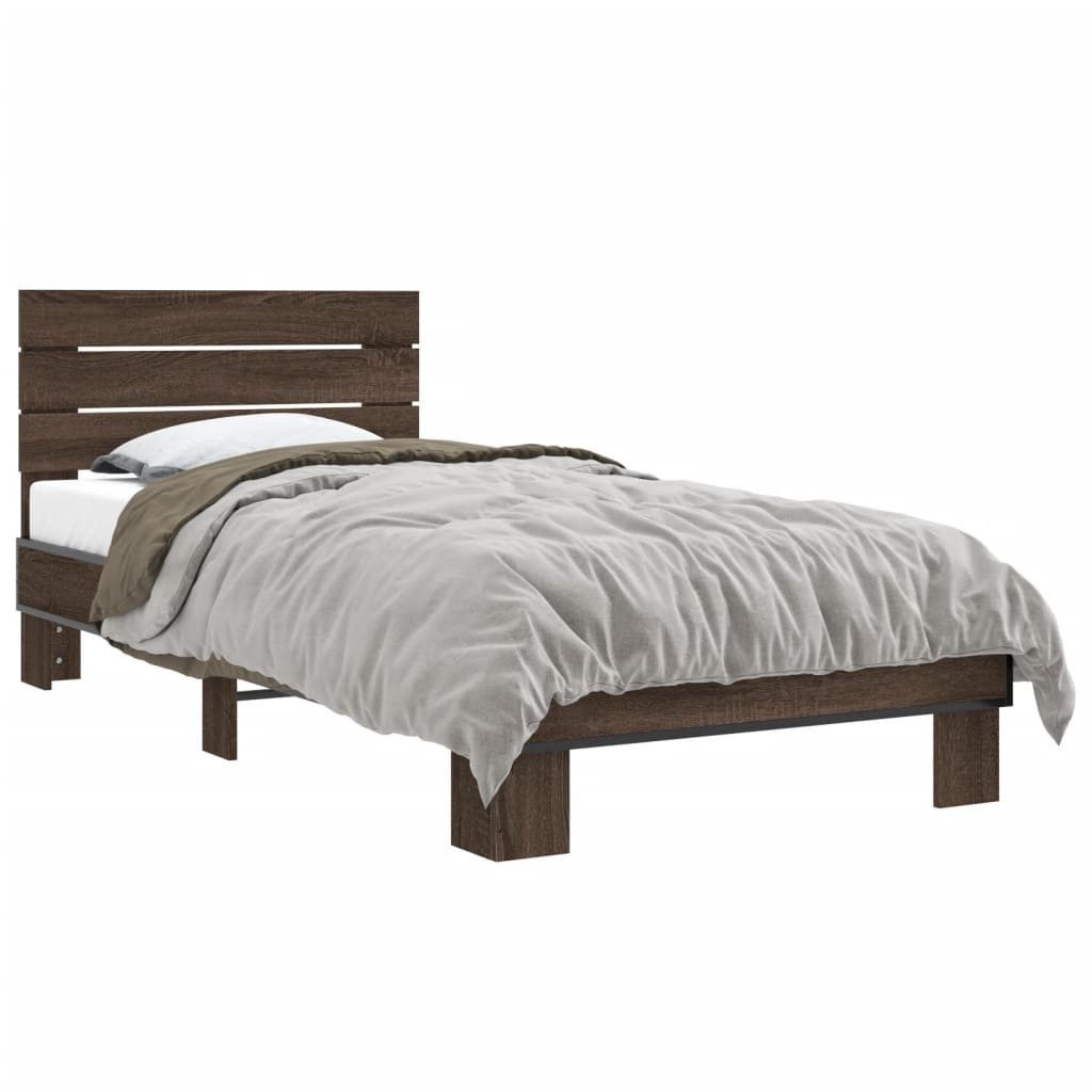 vidaXL Bett Bettgestell Braun Eichen-Optik 90x200 günstig online kaufen