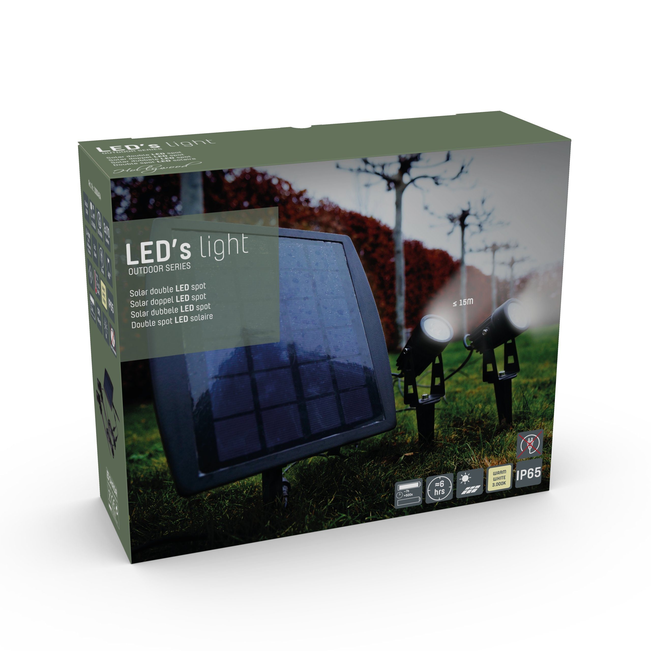 LED LED, 1000424 Solarleuchte Solar LED-Gartenspots, 1,5W light LED's warmweiß