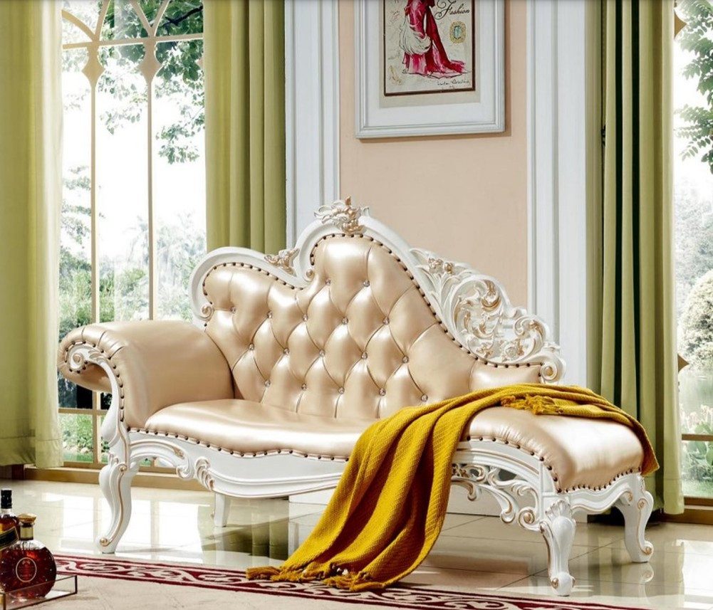 JVmoebel Chaiselongue Beige Chesterfield Chaiselounge Klassisches Design Liege, Made in Europa