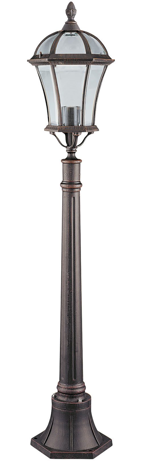Searchlight Pollerleuchte Capri Outdoor Post - Aluminium, Rustic Brown & Glass, IP23, Leuchtmittel wechselbar