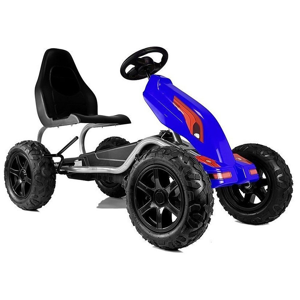 LEAN TOYS Go-Kart Tretauto Pedalfahrzeug Kinderfahrzeug, Luftreifen, Handbremse, Freilauf, verstellbarer Sitz