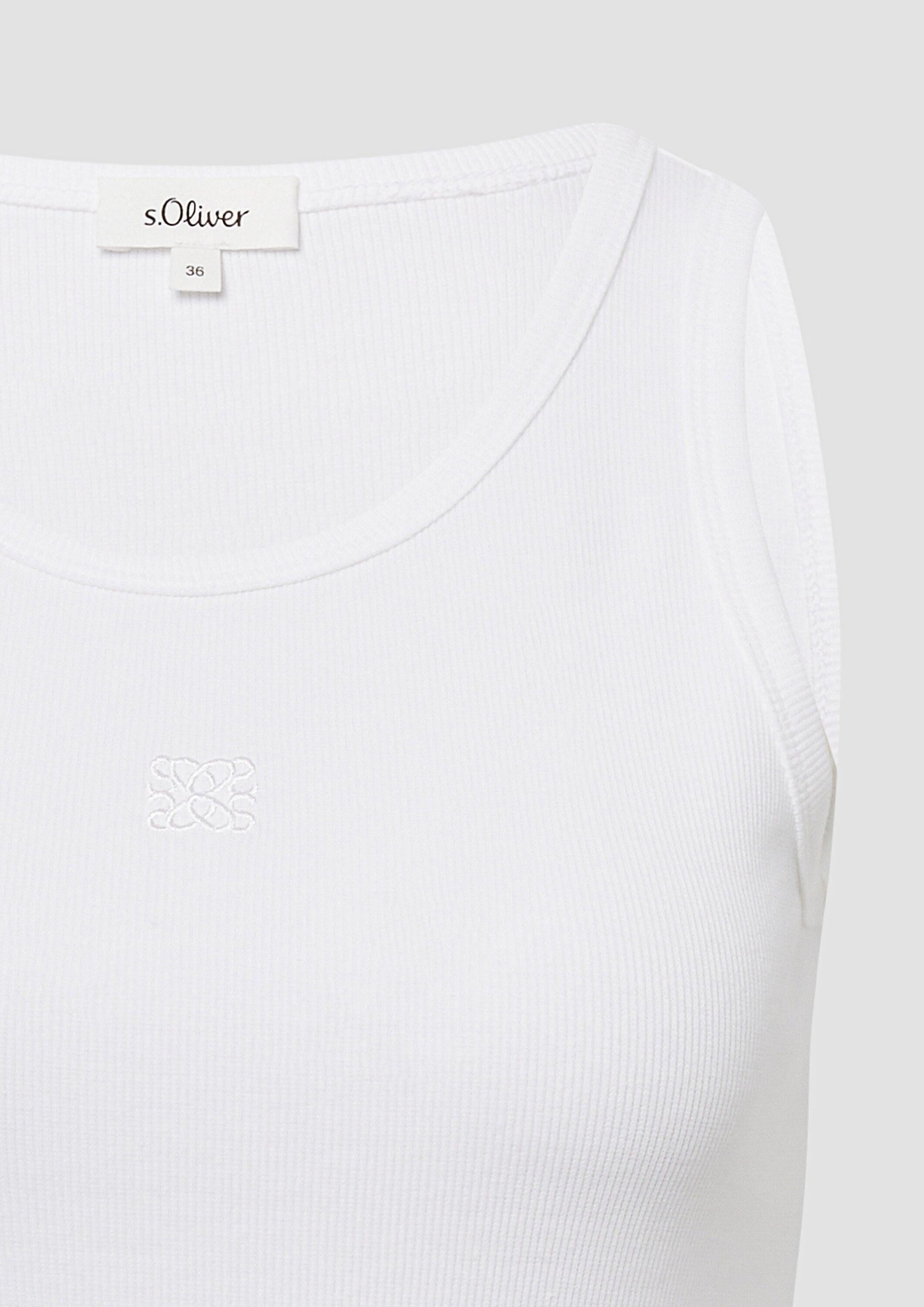 s.Oliver Muscleshirt T-Shirt Ripp-Top im Slim Fit mit Stickerei