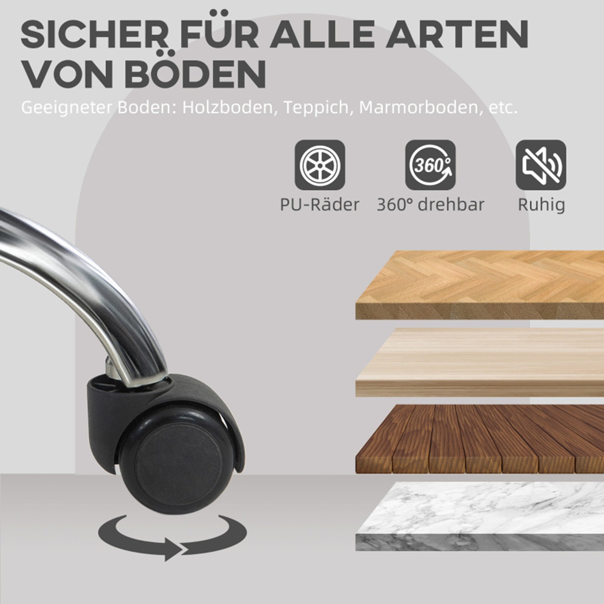 MC Star Schreibtischstuhl Homeoffice Stuhl, Ergonomisch Drehstuhl Höhenverstellbarer (Bürostuhl mit Wippfunktion, Teddysamtoptik, Schminkstuhl für Schlafzimmer, Arbeitszimmer, Grau)