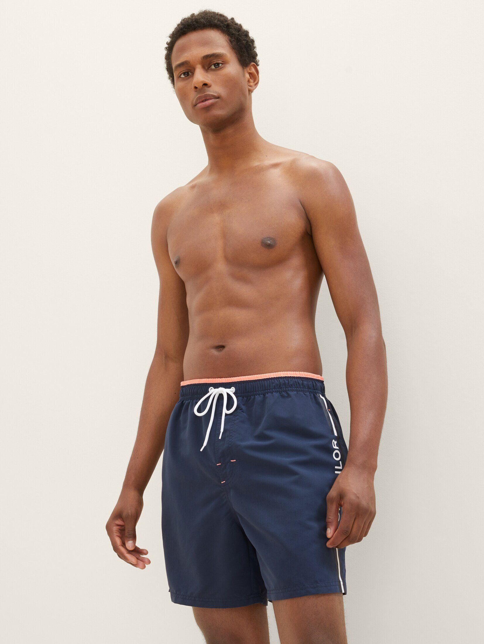 TAILOR Logo mit navy TOM french Print Badehose Badeshorts