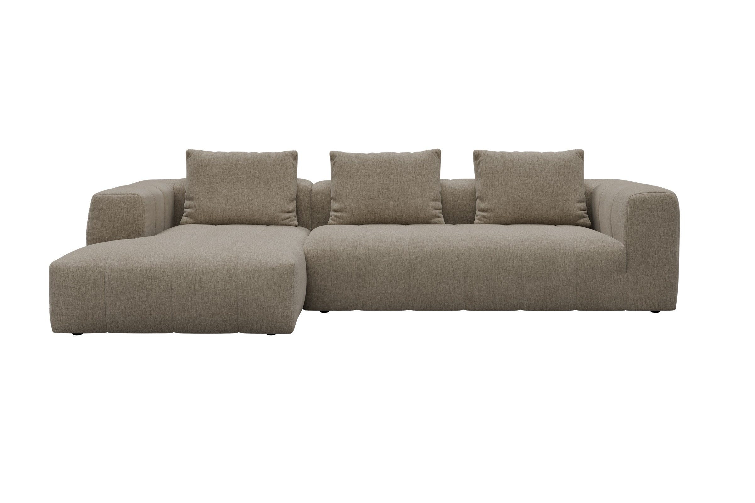 moebelfaktor Ecksofa Hugo 2,5-Sitzer mit Chaiselongue, Modular, ohne sichtbare Füße, durchgehende Steppung