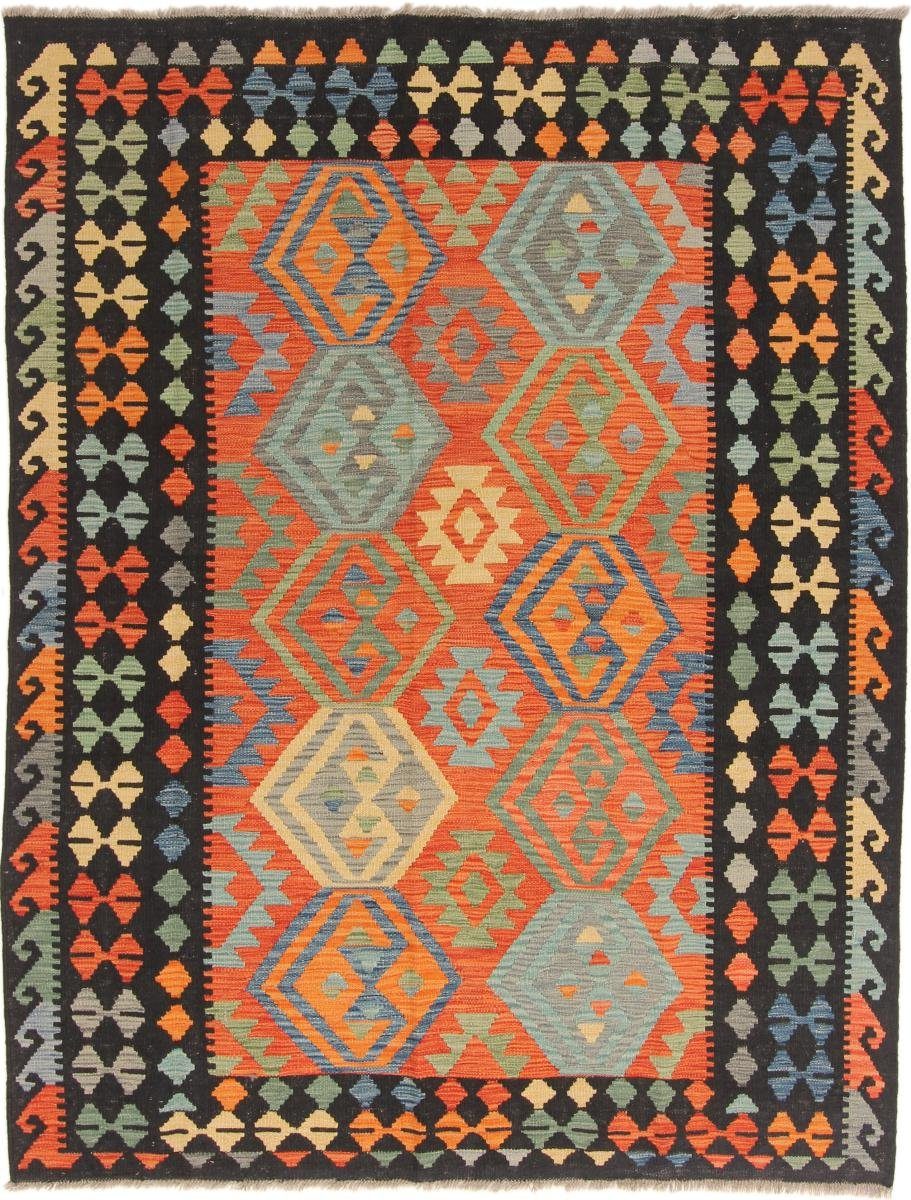 Orientteppich Kelim Afghan 156x201 Handgewebter Orientteppich, Nain Trading, rechteckig, Höhe: 3 mm