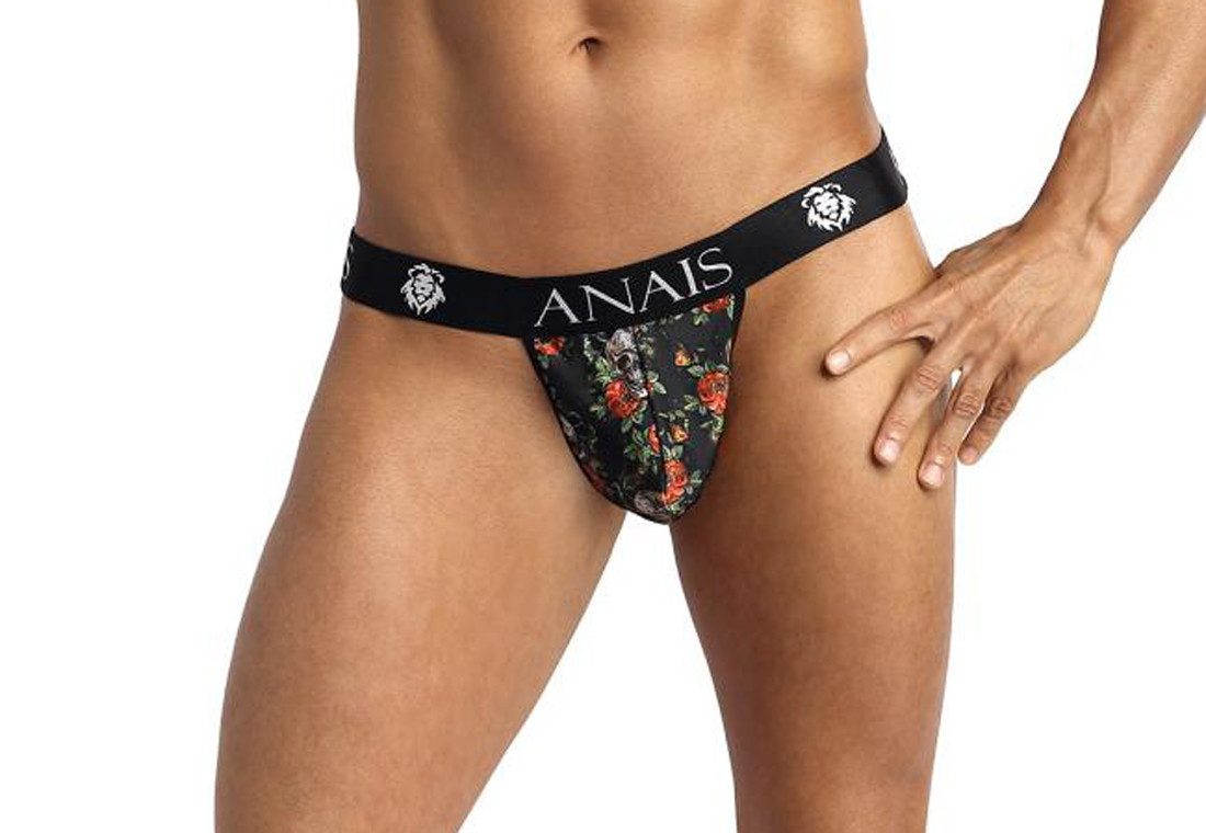 String Herren Jock Strap aus glattem blickdichtem Stoff mit Flower Skull Prin