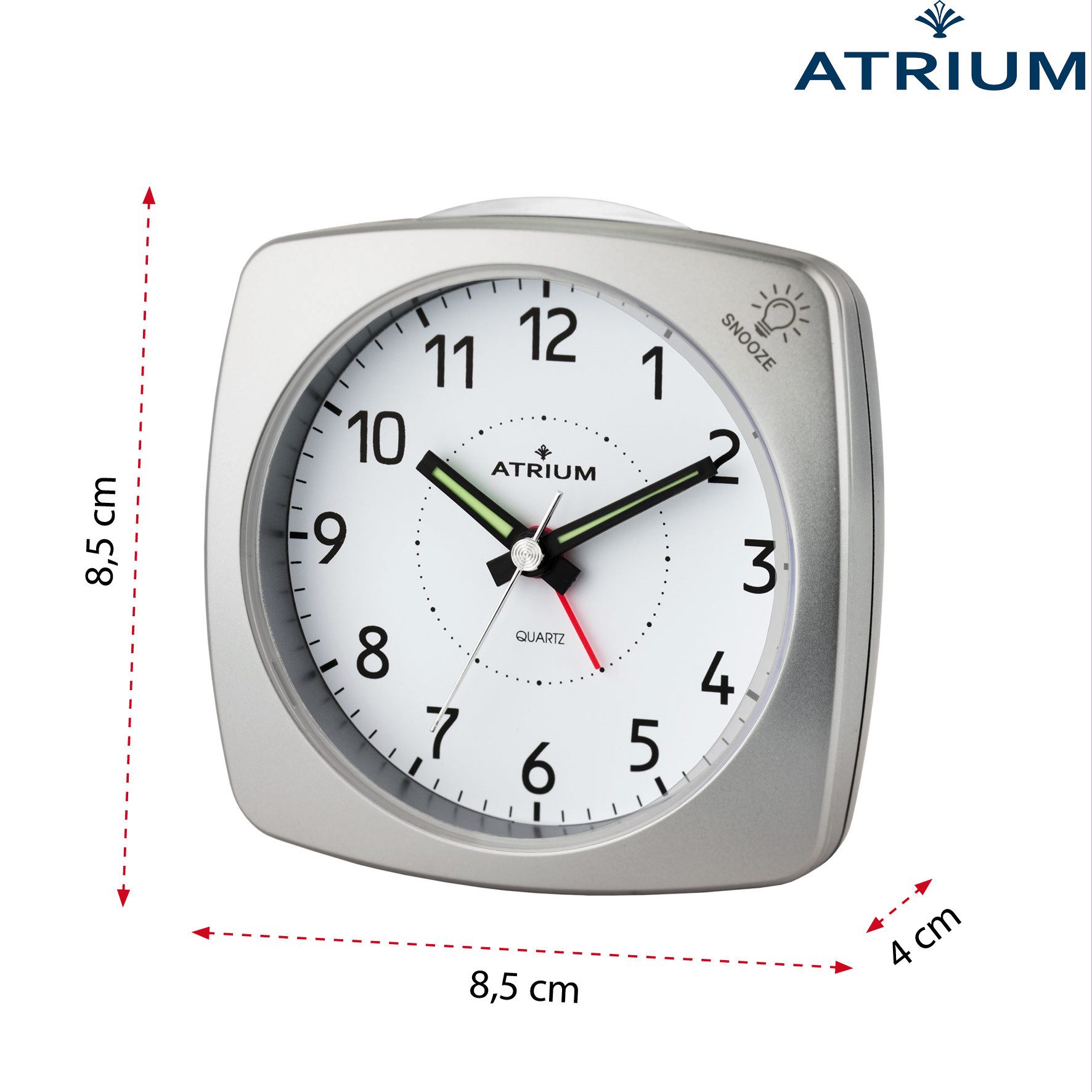 Atrium Quarzwecker A251 Analog Quarz ohne Ticken Licht Snooze Klassisch Modern – Bild 4 von 5
