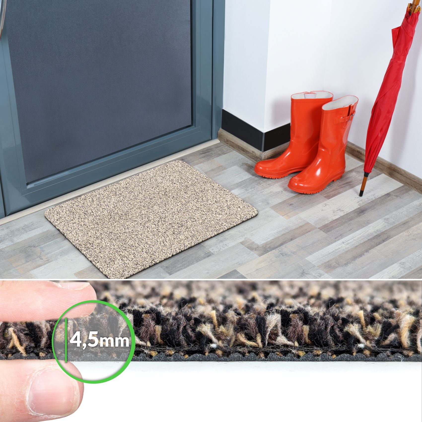 ANRO Fußmatte Türvorleger Schmutzfangmatte DOVER, eckig, günstig online kaufen