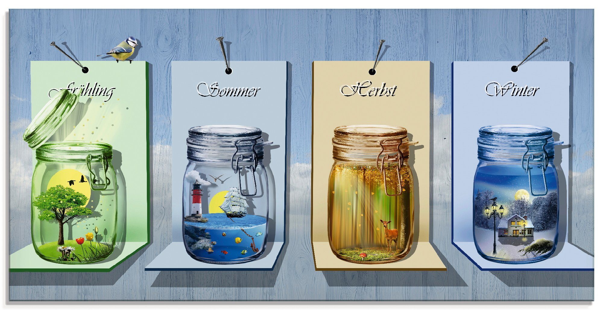 Jahreszeiten St), Glasbild Jahreszeiten in in Vier Größen verschiedenen (1 Artland Gläsern,