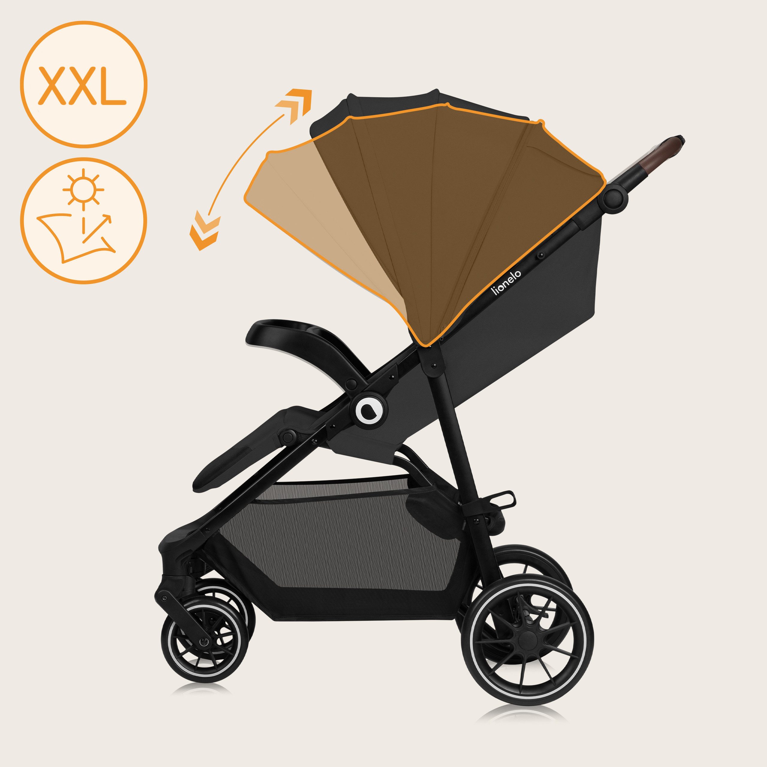 lionelo Kombi-Kinderwagen EMMA 1, (Set), Einhandfaltbar/Liegeposition/XXL-Verdeck/EVA-Räder – Bild 5 von 5
