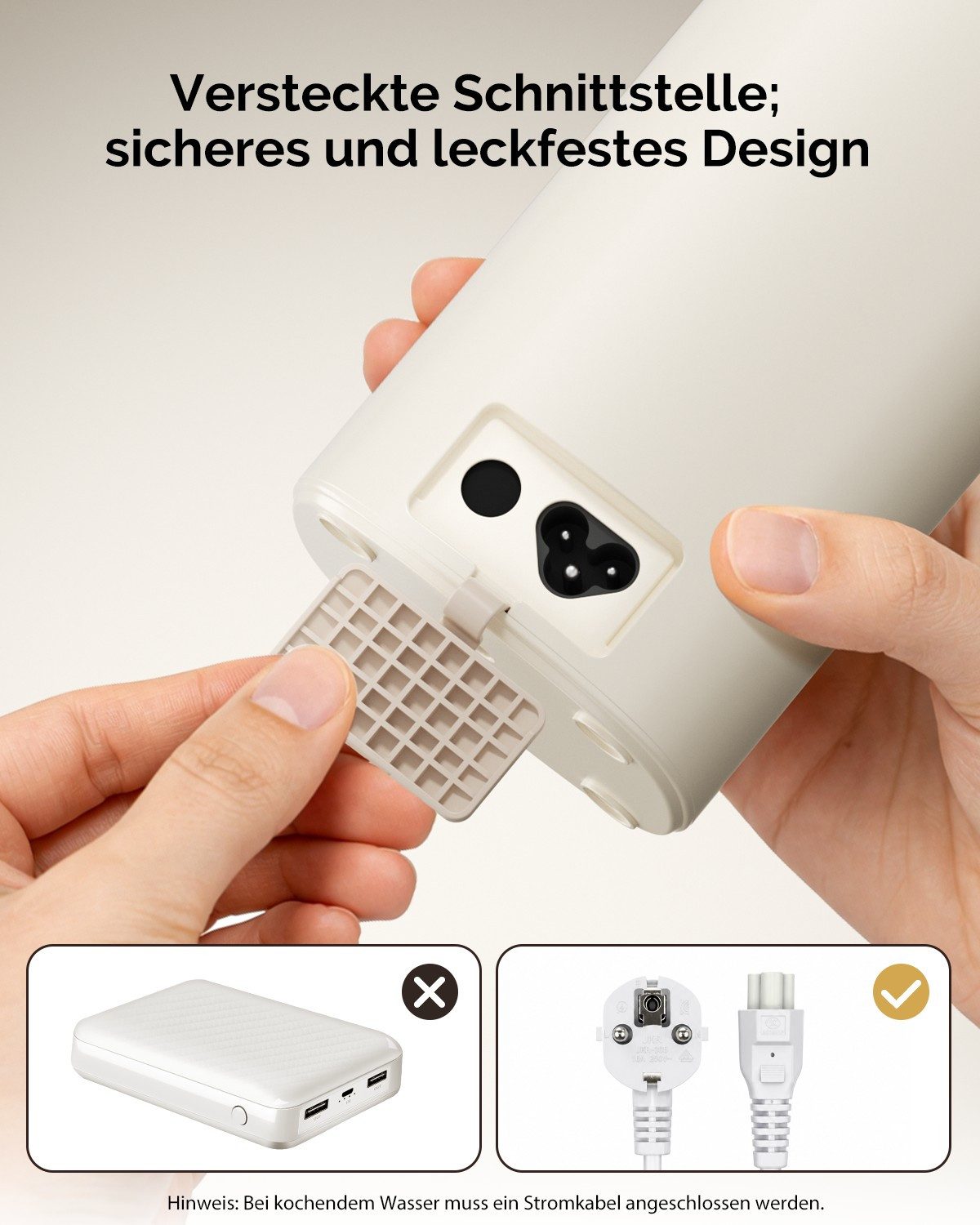 Maestri House Reise-Wasserkocher Intelligenter Wasserkocher mit 6 Temperaturstufen, 0.55 l, 400 W, 550 ml Schnellkochfunktion, kleiner Wasserkocher aus Edelstahl 304