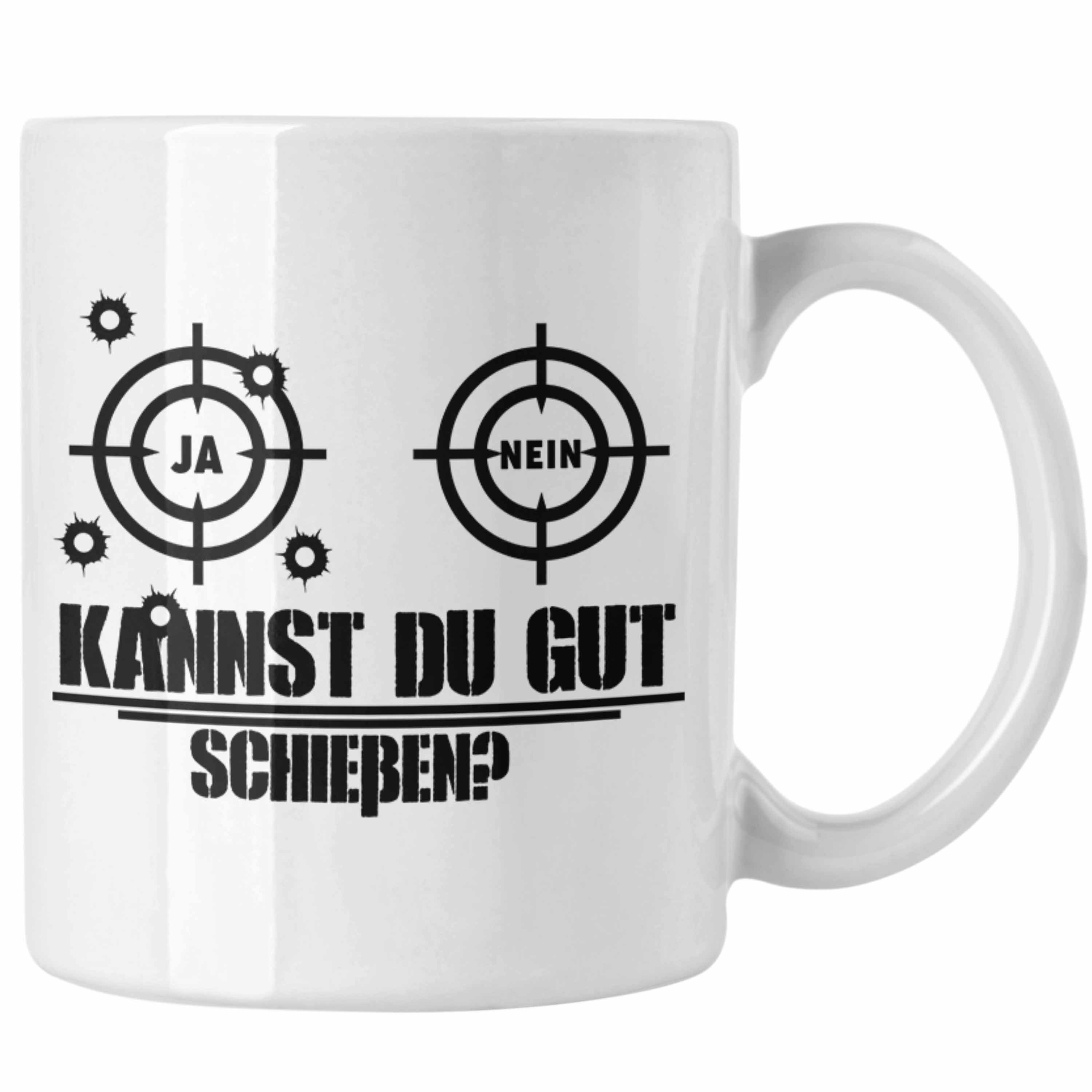 Trendation Tasse Trendation - Sport-Schütze Tasse Geschenk Schützenfest Geschenkidee Schießsportler Spruch Weiss