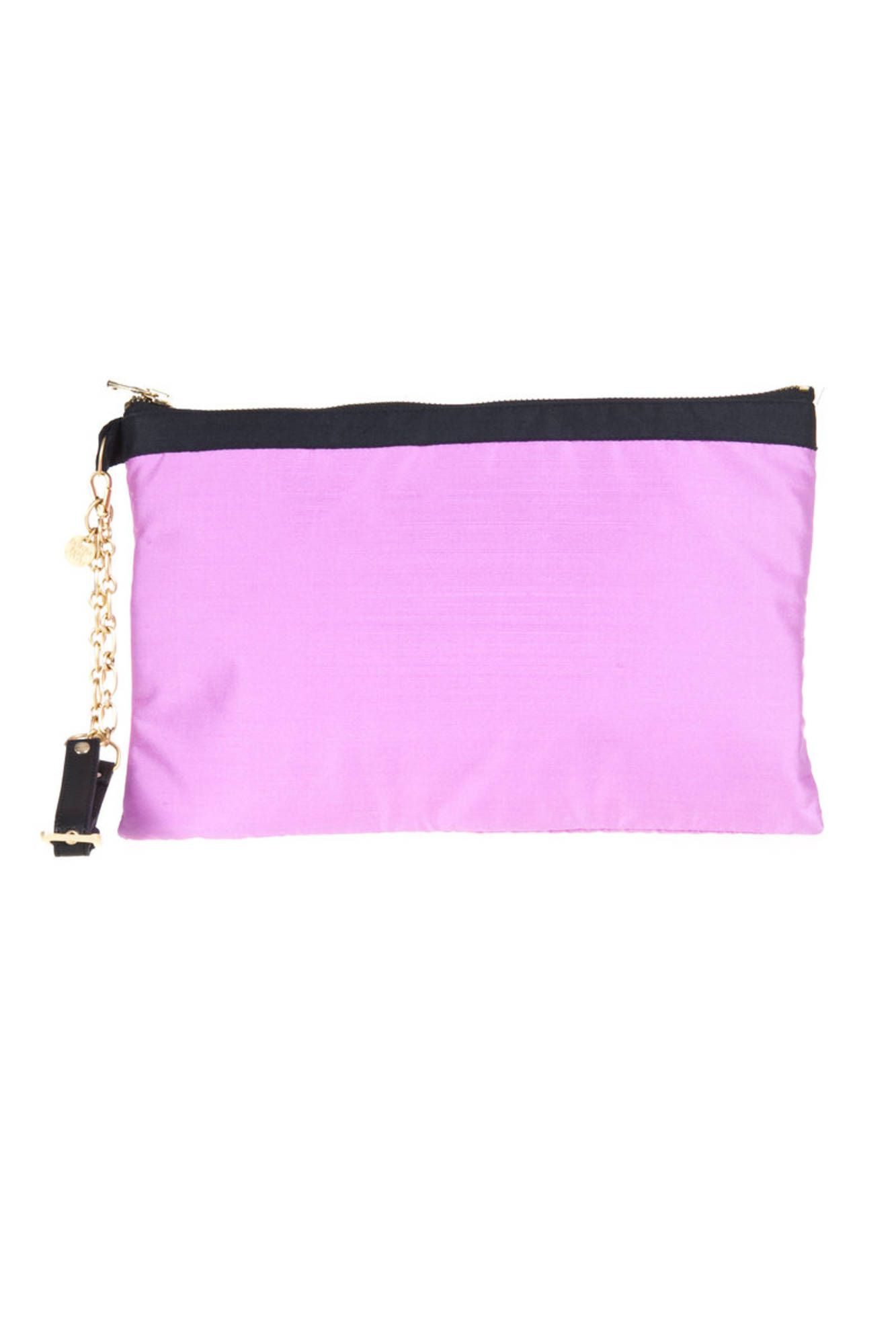 Patrizia Pepe Umhängetasche, Damen-Clutch in Lila mit Reißverschluss und elegantem Logo-Design