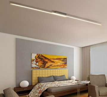 Lewima LED Deckenleuchte »DRENADA« XXXL Deckenlampe groß 230cm 24W, Design lang Alu gebürstet Chrom dimmbar, Warmweiß / Kaltweiß einstellbar, mit Fernbedienung und Speicherfunktion, ideal für Wohnzimmer Schlafzimmer