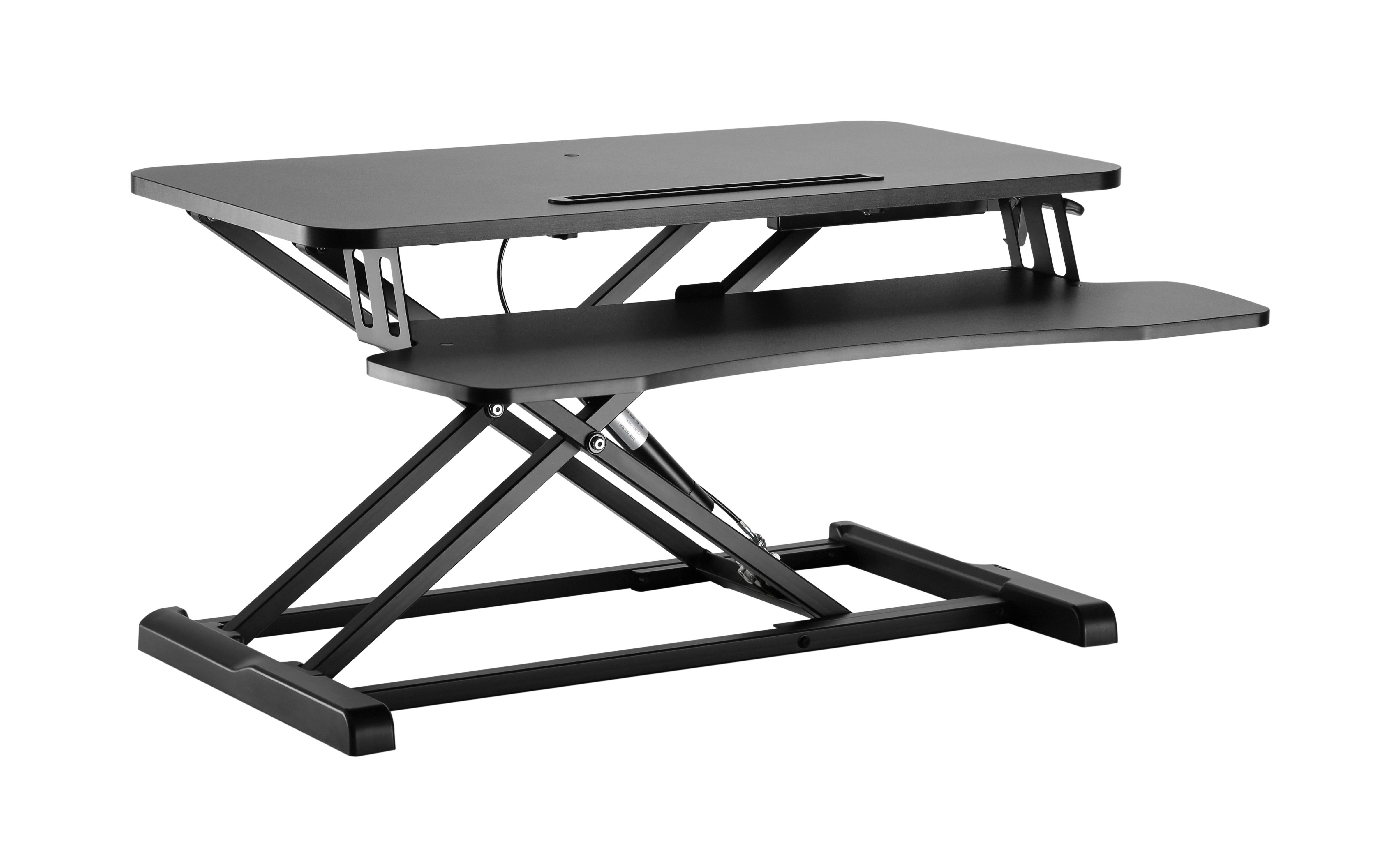 Xantron Monitorständer höhenverstellbares Sitz-Stehpult Schreibtischaufsatz mit Gasdruckfeder, (stufenlos verstellbar (110-505mm), mit Tastaturablage, bis 15kg belastbar)