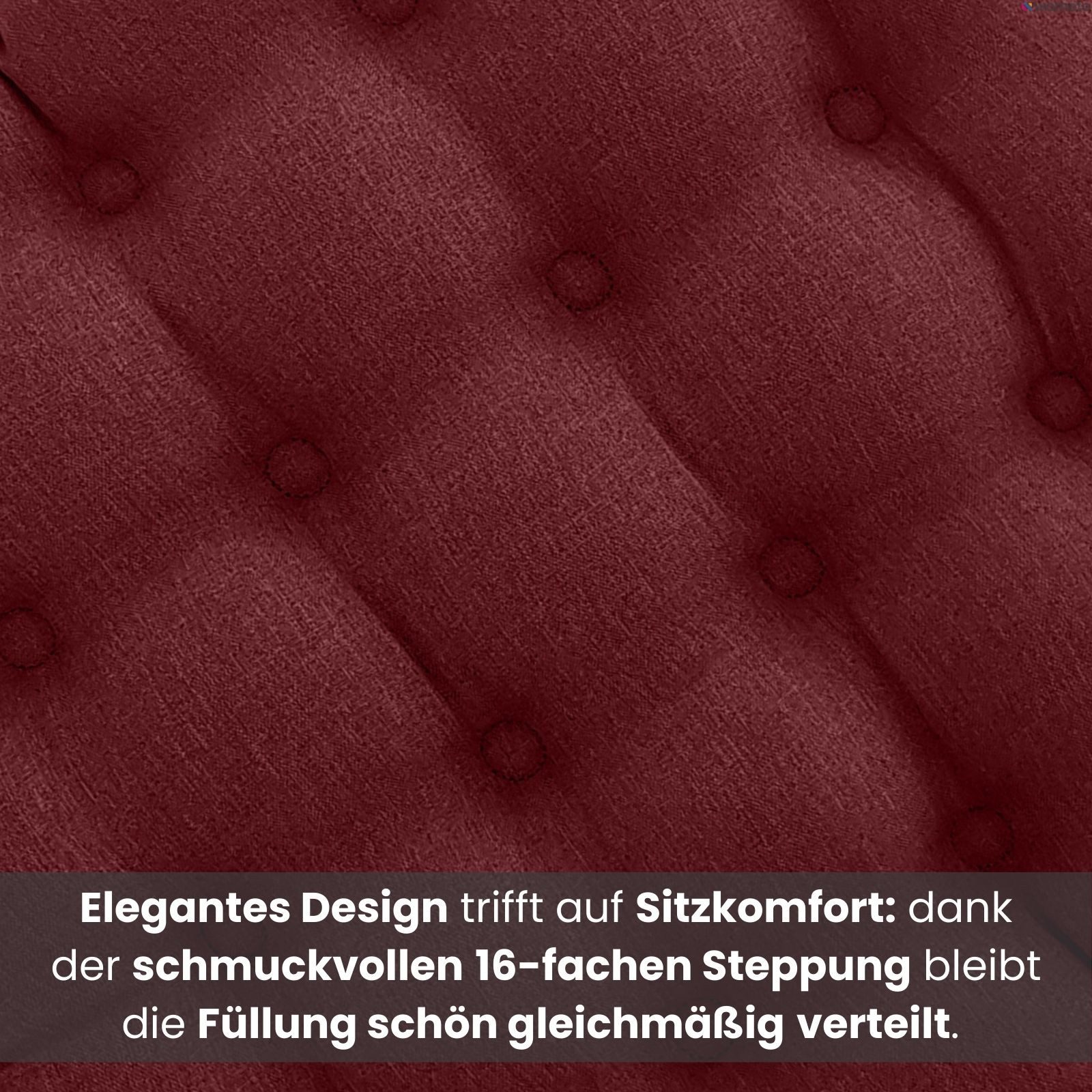 wometo Stuhlkissen Prime 40x40, OEKO-TEX®, Sitzkissen mit Steppung & Bändern – Bild 4 von 5