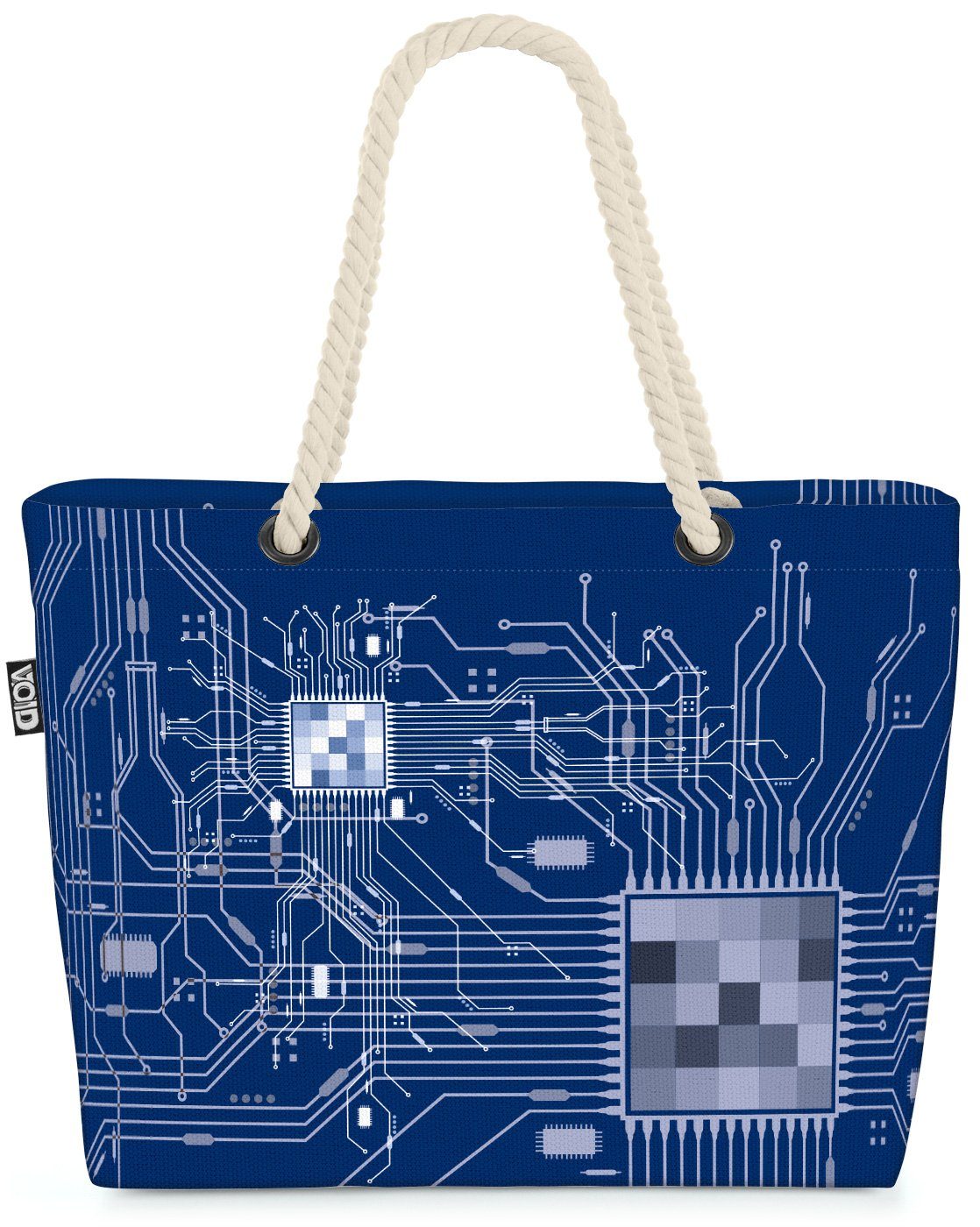 pc Gamer Platine Strandtasche (1-tlg), VOID Chip CPU Sheldon prozessor blau Computer Cyborg