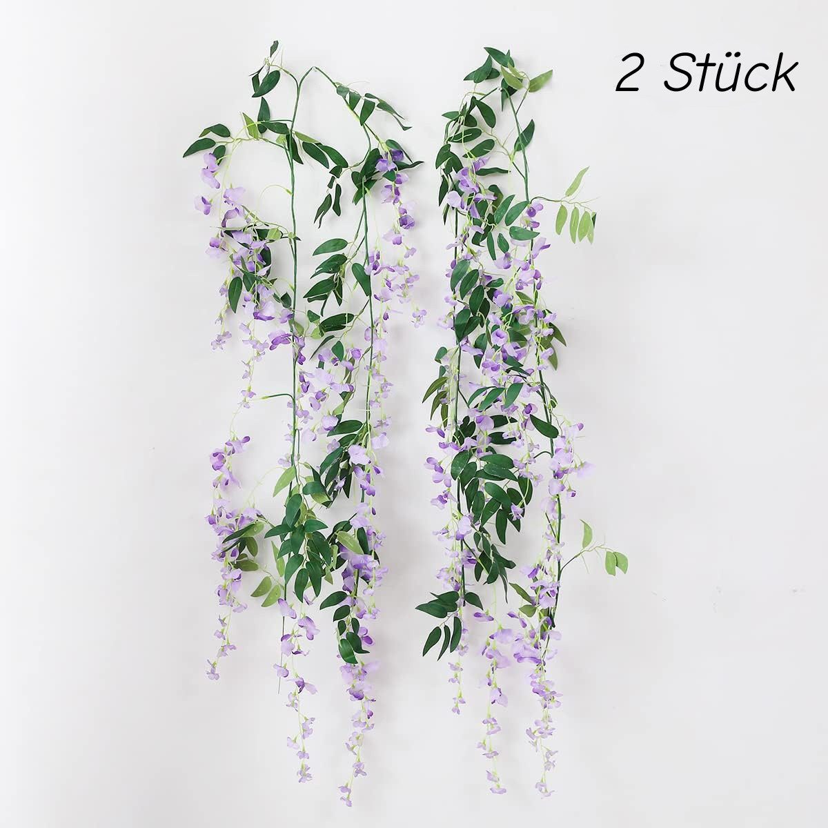 Kunstblumenstrauß 2 Stück Künstliche Glyzinien Blumen,Glyzinien Girlande Kunstpflanzen, Bomiclss, für Hausgarten Hochzeit Dekorationen Party Decor – Bild 3 von 5
