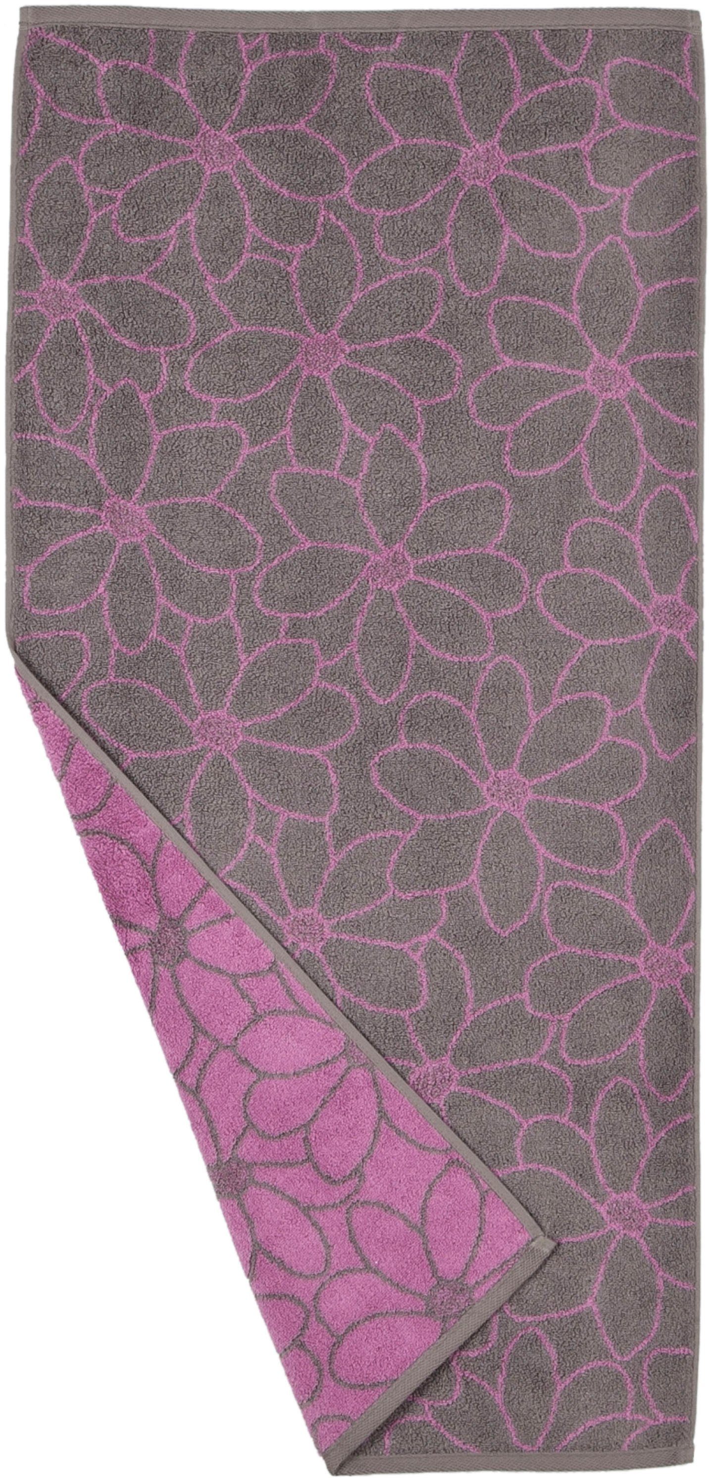 Frottier Flanell-Mauve Mako-Baumwolle Badetuch Blütenfond, feinster (1-St), ROSS aus