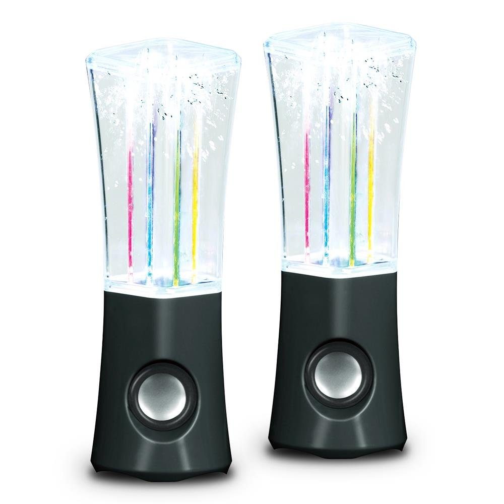 Ednet Color Splash LED, 2.0 Lichtspiel, Schwarz, Beleuchtet, 3,5 Wasserfontäne, PC-Lautsprecher (USB, Lichtorgel) Wassereffekte, Lautsprecher, Klinke