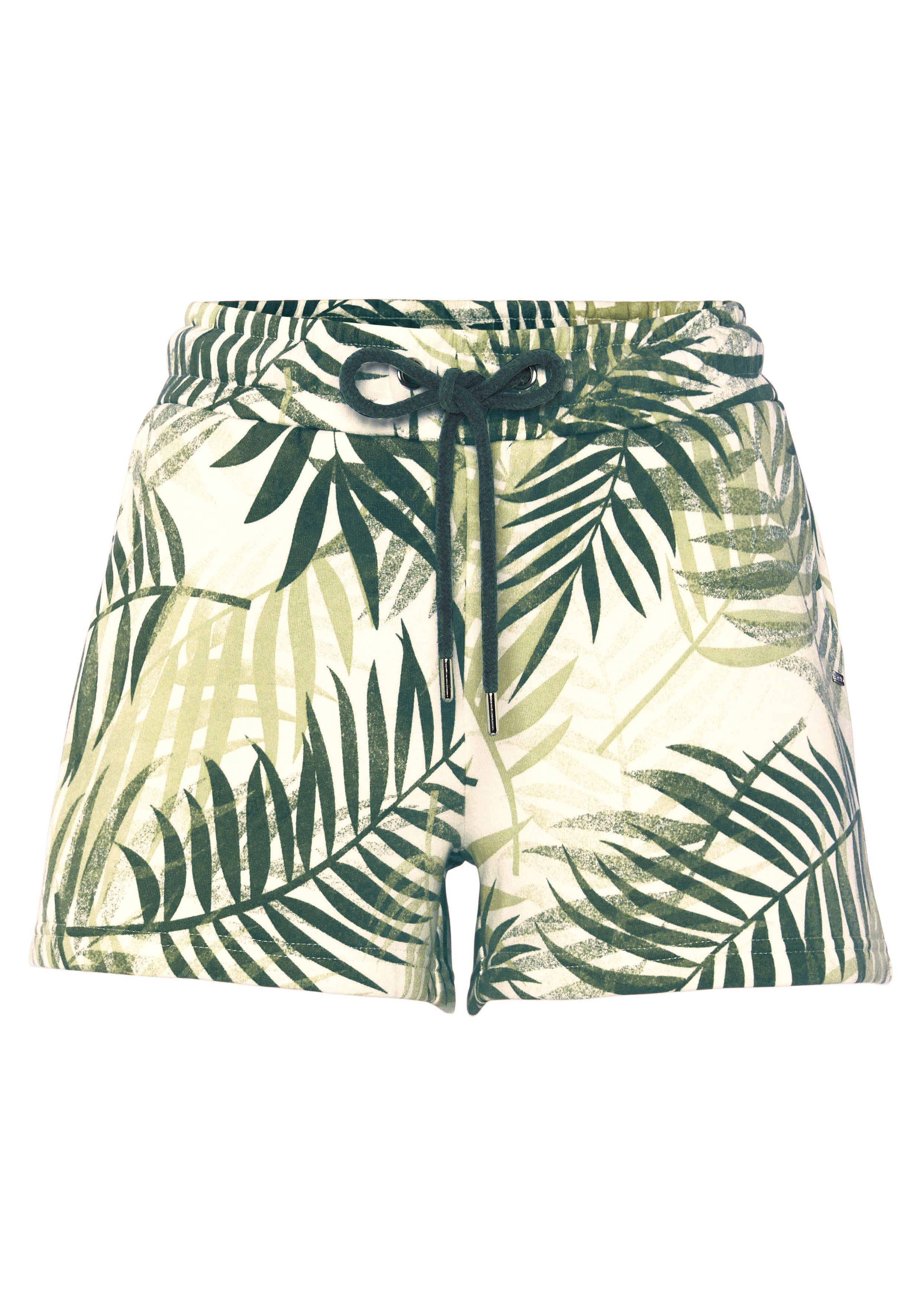 LASCANA Sweatshorts, Loungeshorts im schönen Allover-Blätterdruck, Loungewe günstig online kaufen