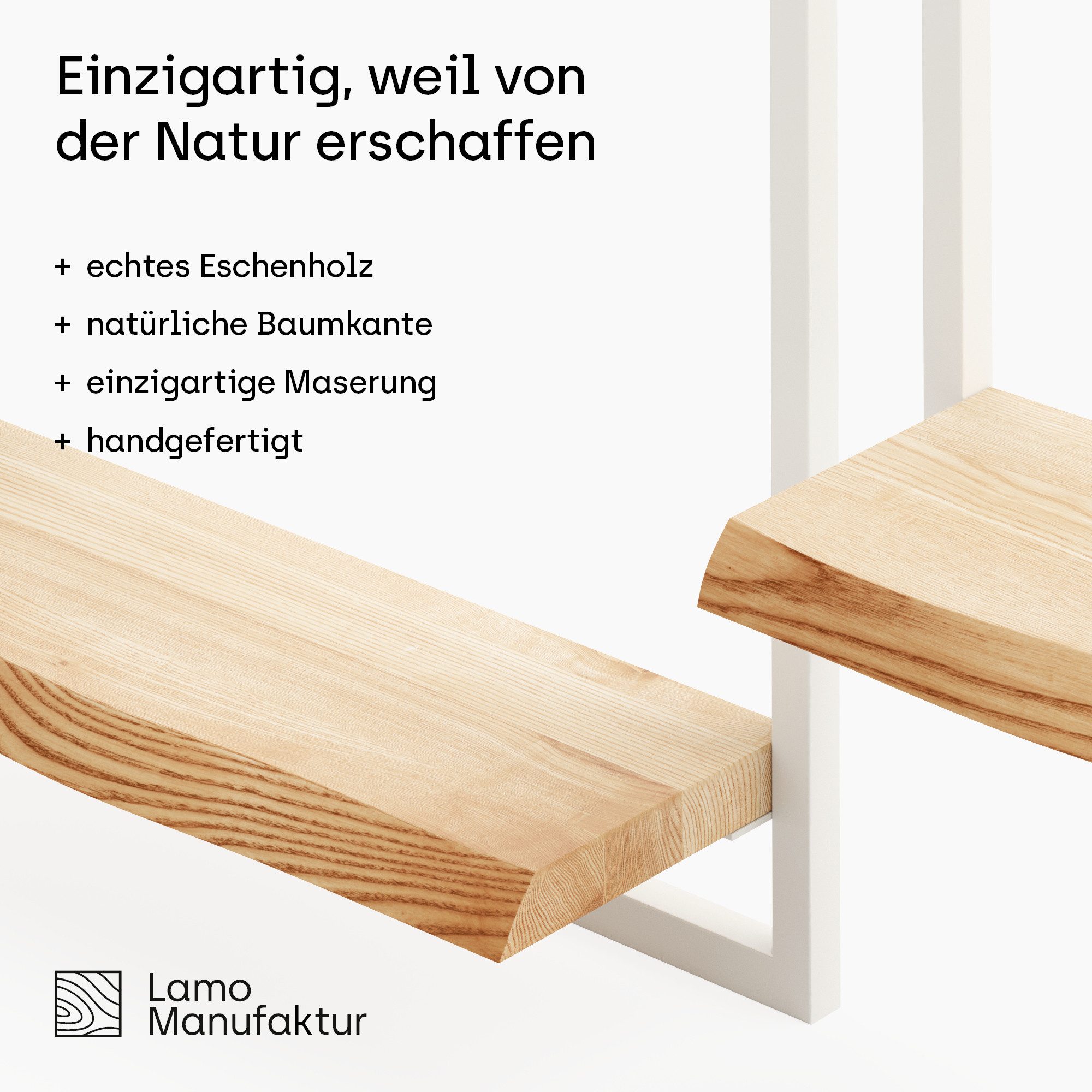 LAMO Manufaktur Wandregal Holz Set 2 St. 15/20 cm Farbe: Dunkel, Rahmen: Schwarz, Schweberegal Massiv 100% Echtholz, Tassenregal für Küche, Bildregal, Parfüm Regal für Badezimmer