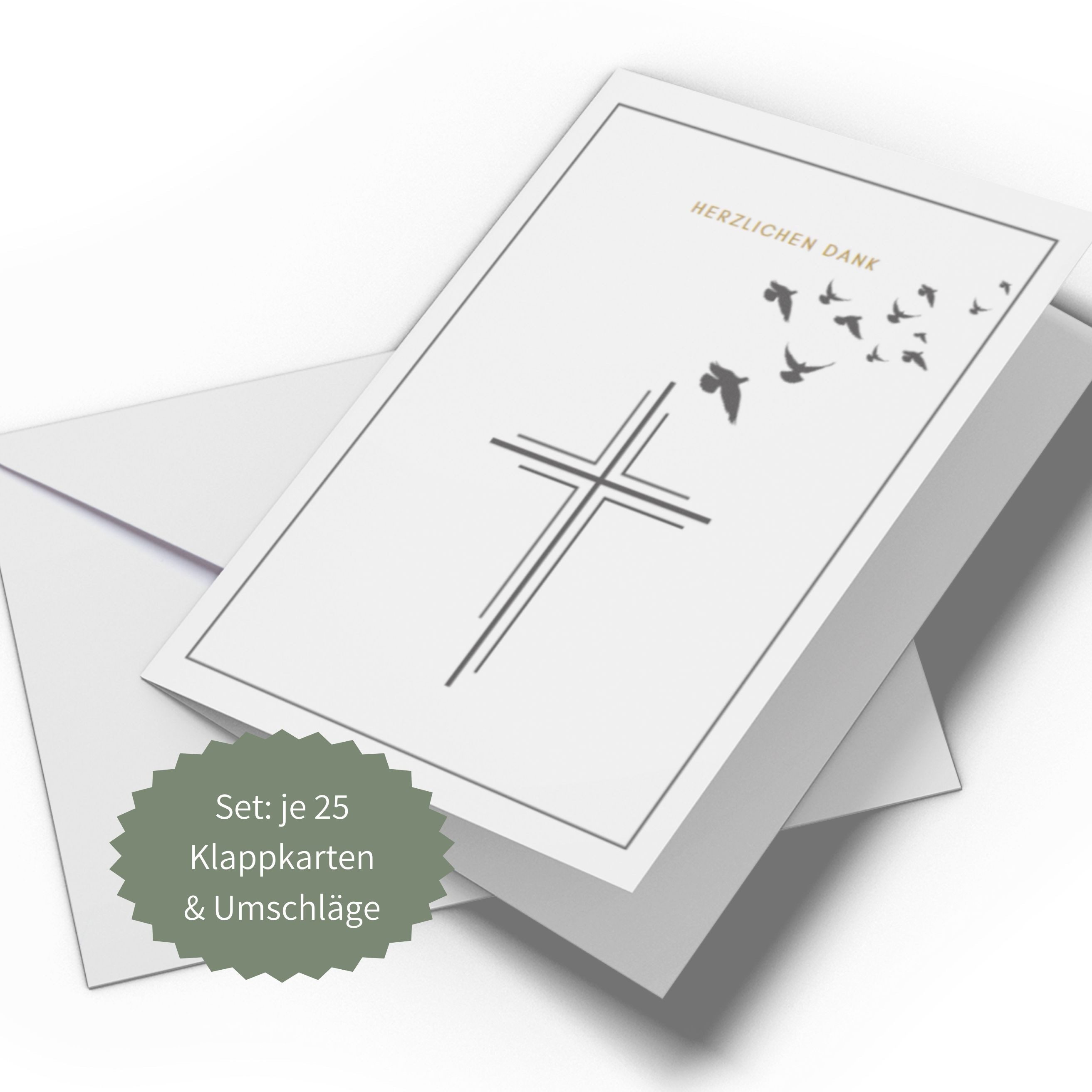 Briefzauber Beileidskarte Set 25x Trauerkarten Danksagung, Klappkarten mit Innentext & Umschläge