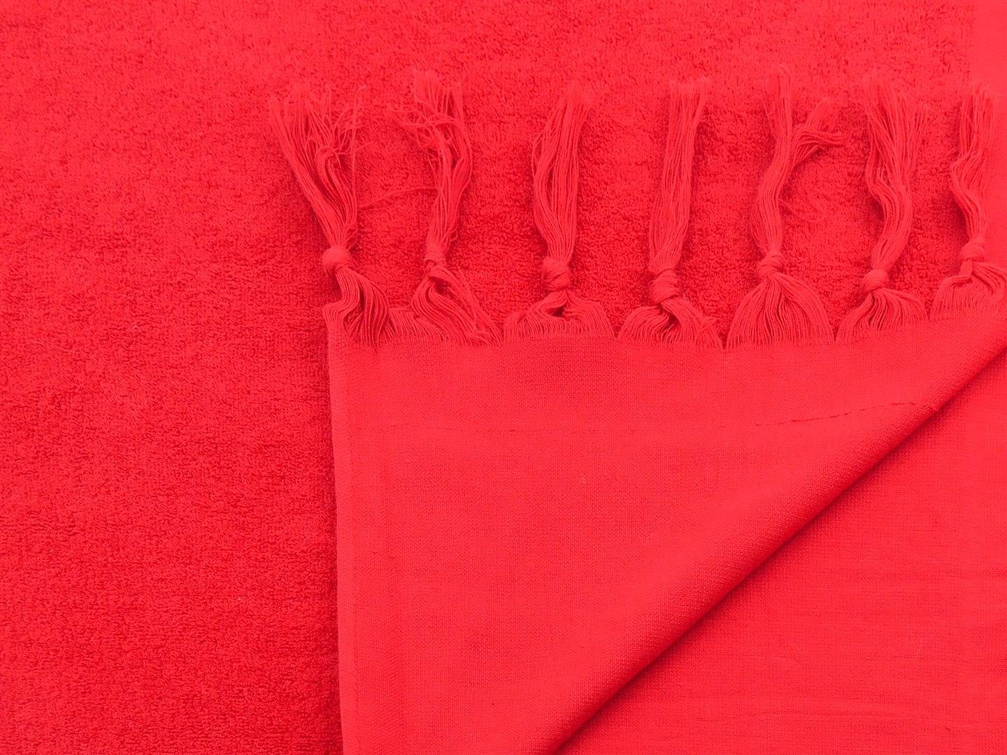 Frottee klassisches rot Design, Fransen Hamamtuch Baumwolle Sauna saugstark, (1-St), 90x180 mit Hamamtücher Handtuch cm, Sensepura