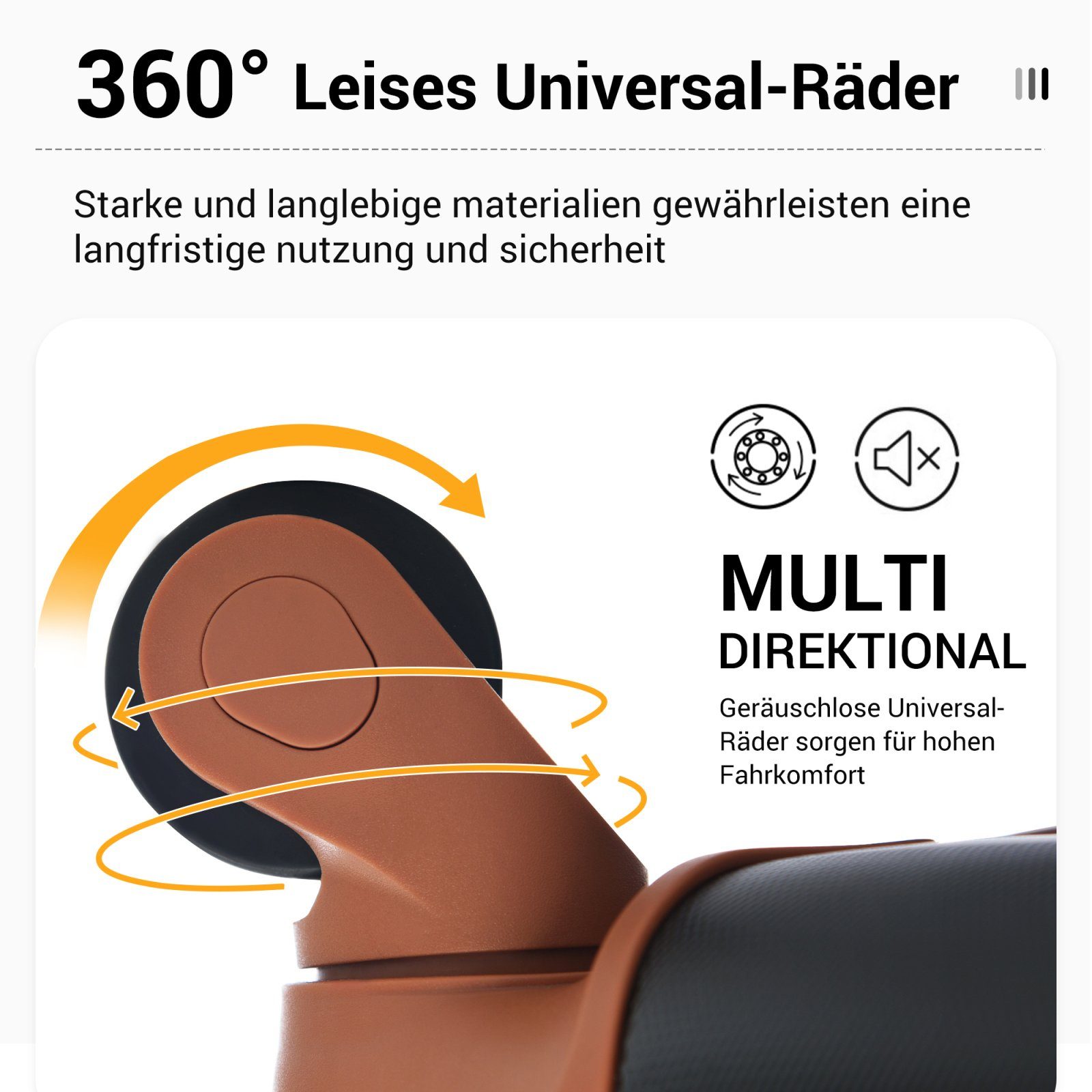 SEEZSSA Koffer Rollkoffer Rolle 4 Handgepäck schwarz+braun , aus Rollkoffer mit ABS-Material, 65x44.5x27.5cm
