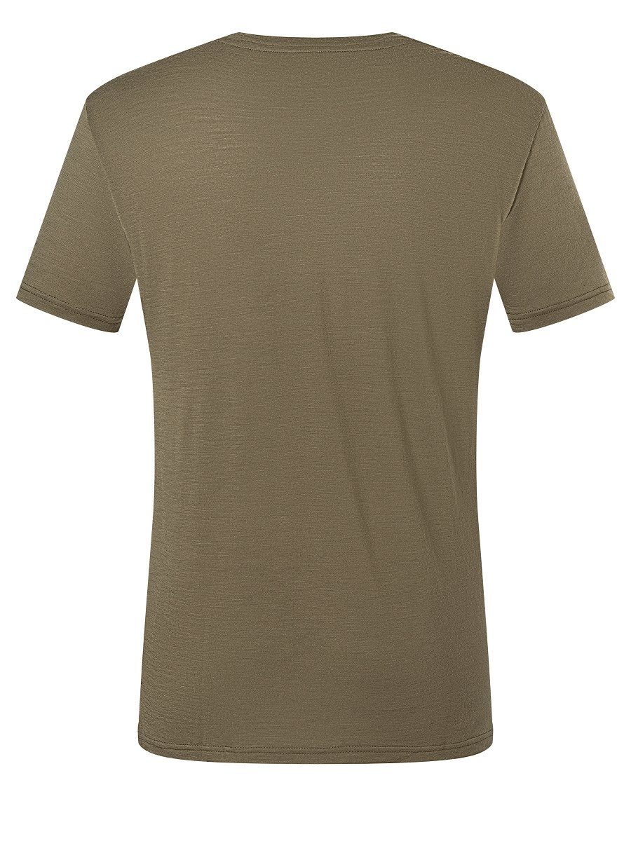 Merino M bequemer SANTA PATRONA Merino-Materialmix Grey/Jet Print-Shirt TEE SUPER.NATURAL Black/Gold T-Shirt Stone
