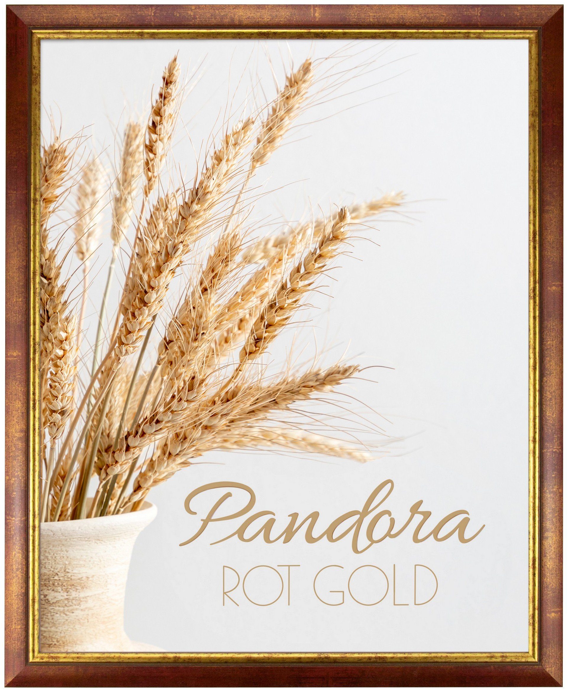 myposterframe Einzelrahmen Bilderrahmen Aged Vintage Pandora, (1 Stück), 21x30 cm, Rot Gold, Echtholz | Einzelrahmen