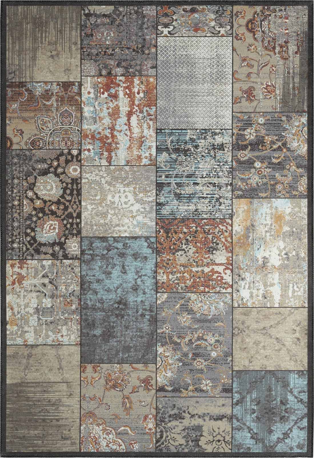 waschbar, mm, Patchwork rechteckig, Wohnzimmer Esszimmer Teppich Teppich Odessa 1 120x170 Design braun Vintage cm TaraCarpet, Schlafzimmer Flachgewebe Höhe: