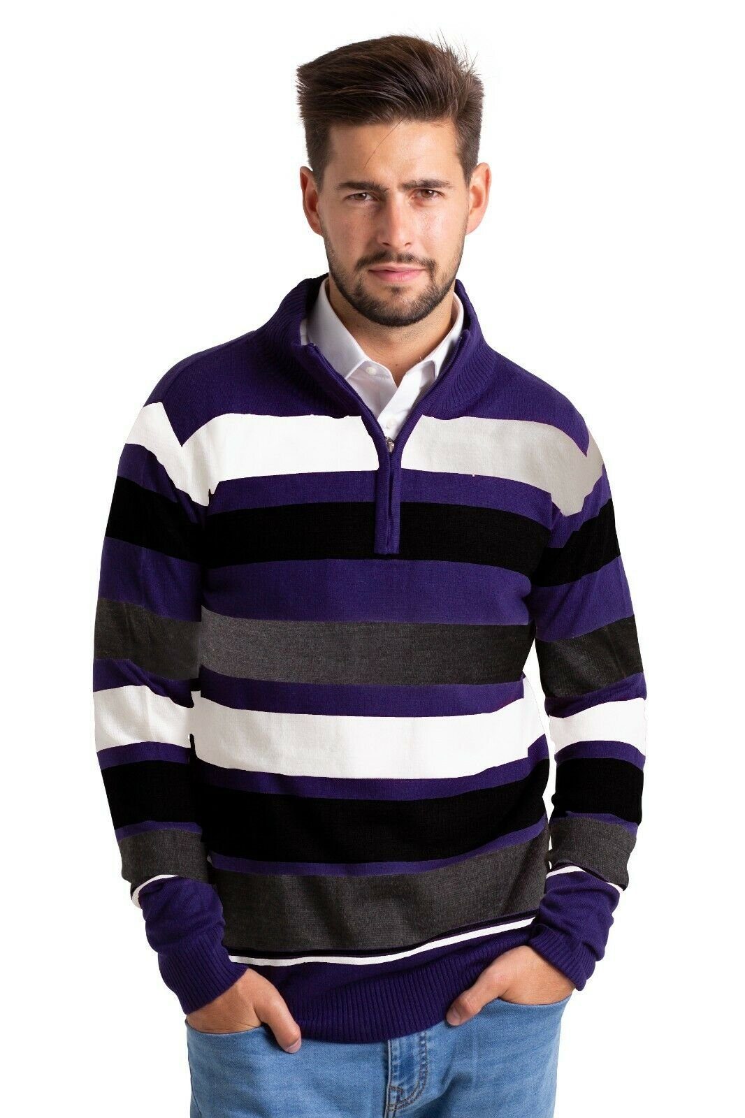 BlauerHafen Strickpullover Herren High-neck Sweater Half günstig online kaufen