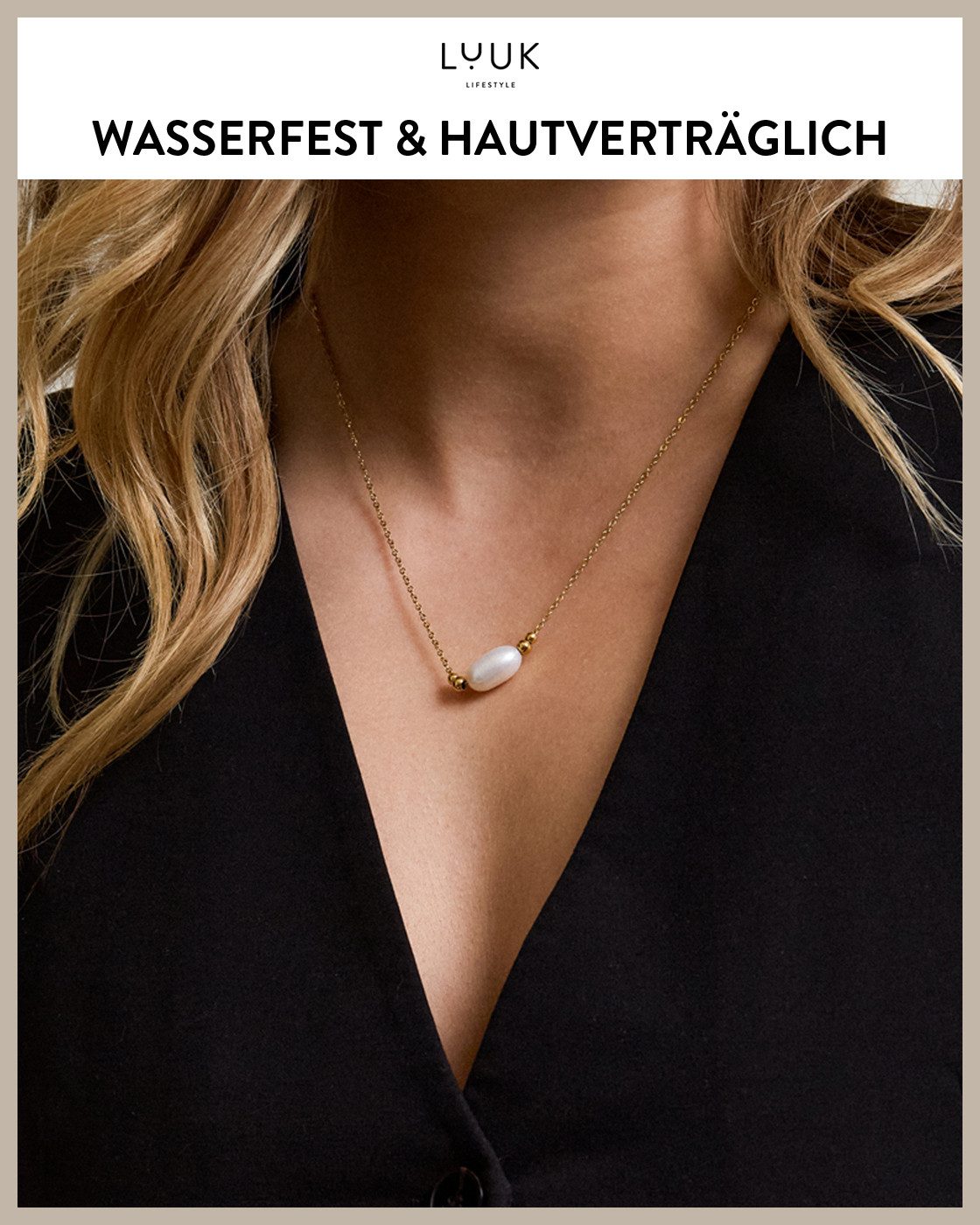 LUUK LIFESTYLE Kette mit Anhänger Perle (oval), Perlen Halskette