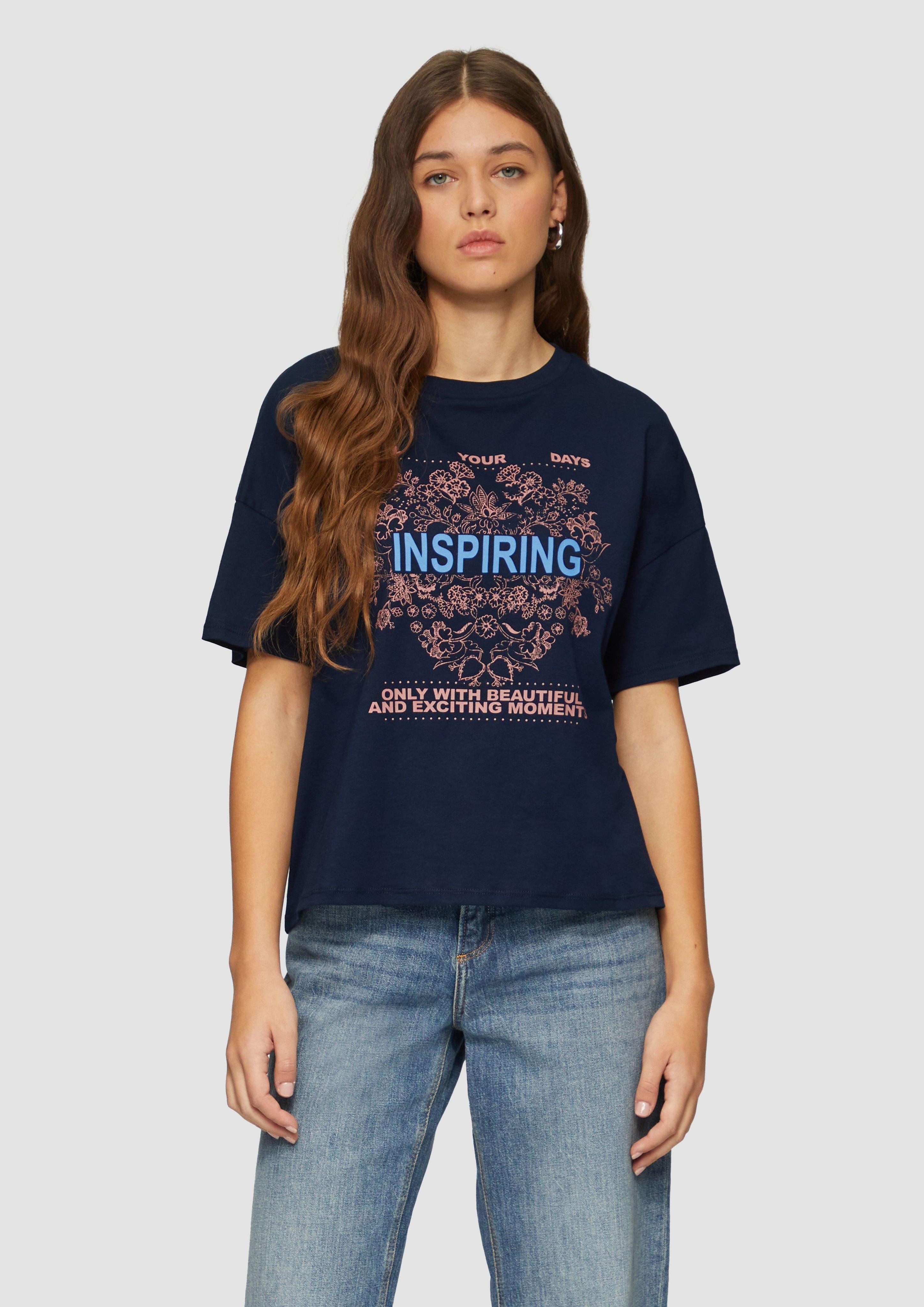 QS Kurzarmshirt Loose Fit-Shirt mit platziertem günstig online kaufen