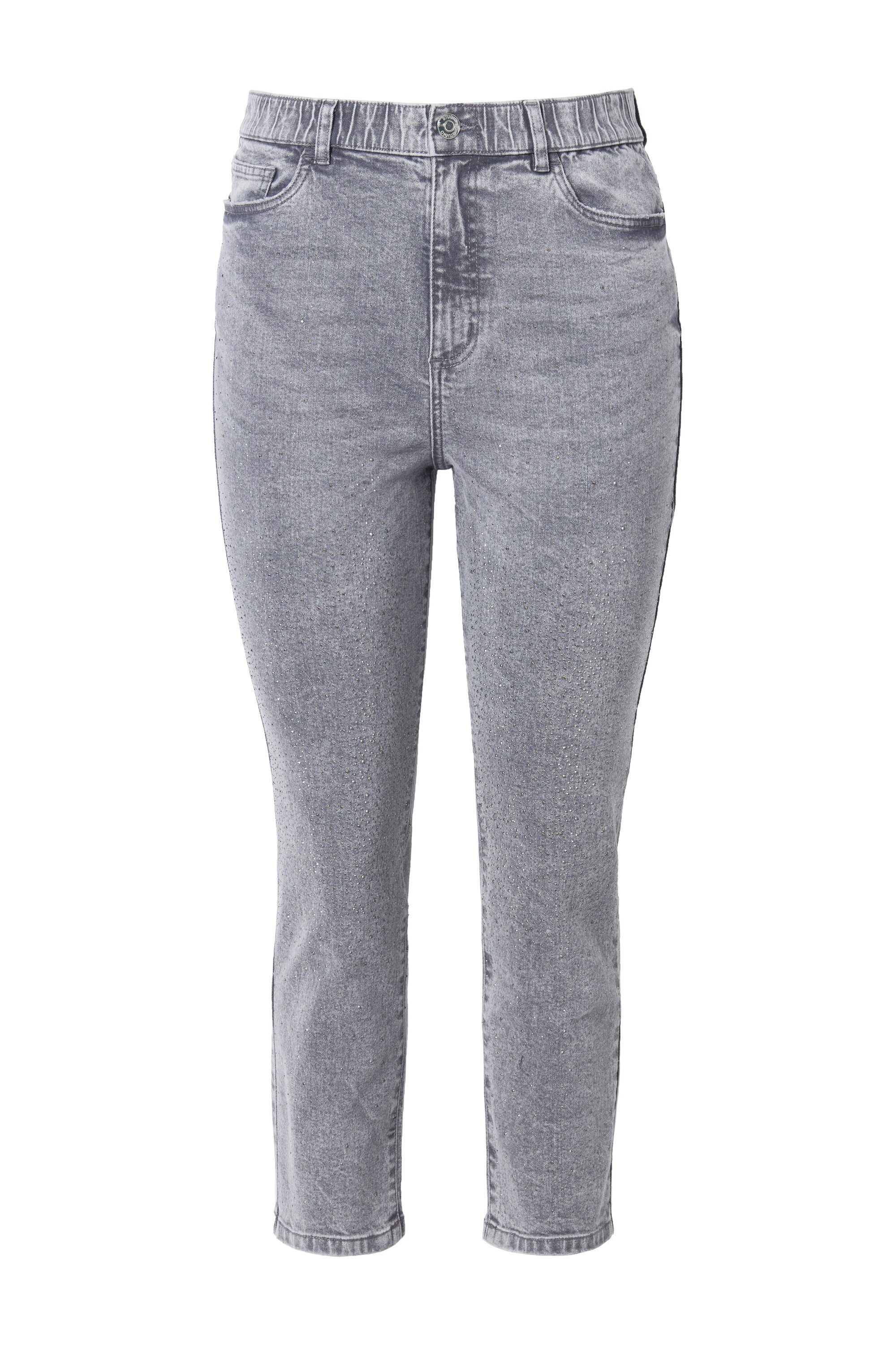 Studio Untold Regular-fit-Jeans Mom-Jeans Wide Legs Ziersteinchen 5-Pocket günstig online kaufen