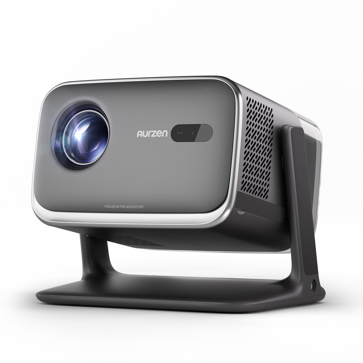 Aurzen BOOM Mini Smart Projektor mit Google TV, 4K Unterstützt Beamer (1000:1, Native 1920x1080 px, 500 ANSI lm, 20W Dolby Audio, Echtzeit-Autofokus und Trapezkorrektur)