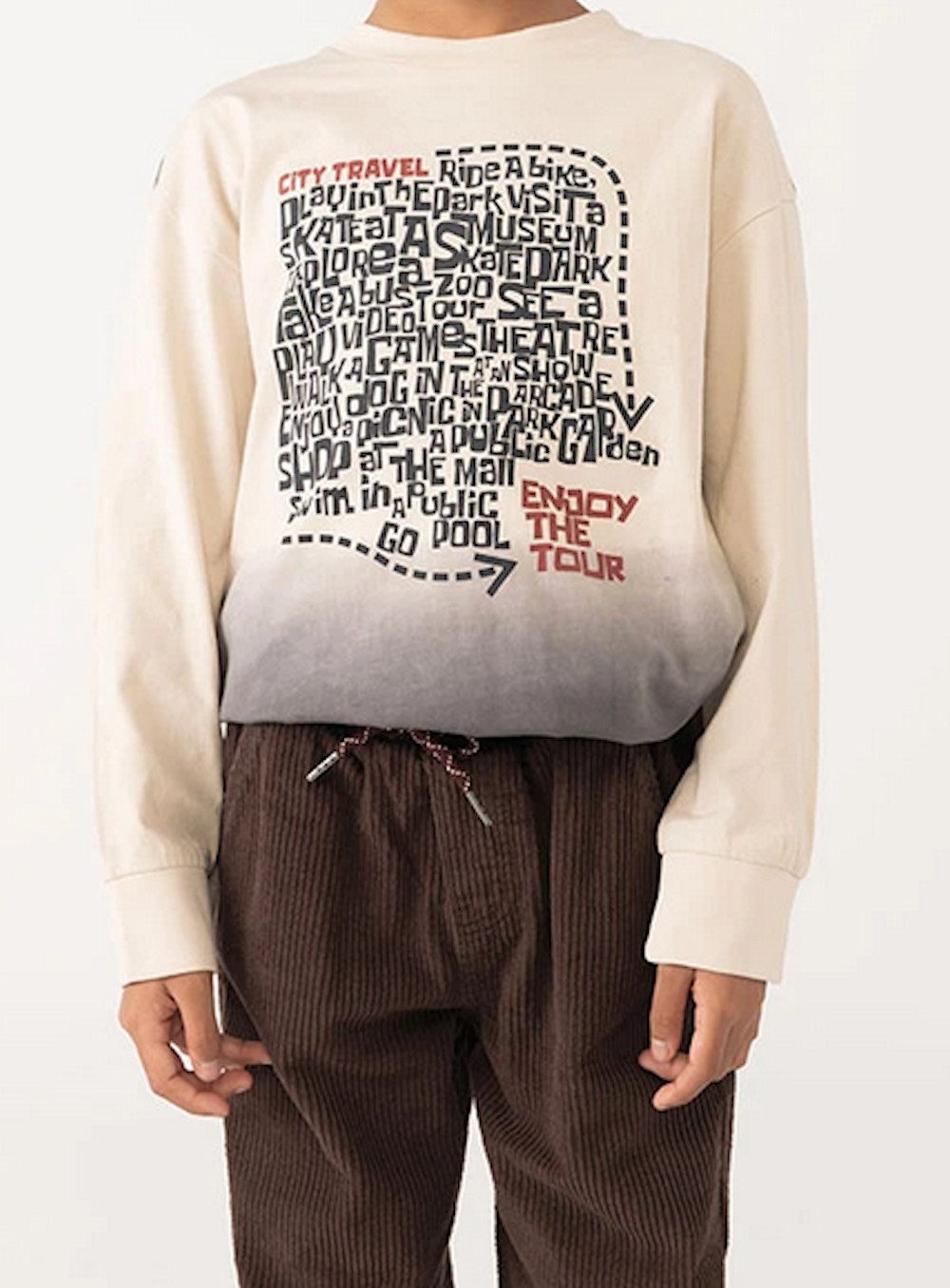 BÒBOLI Langarmshirt BÒBOLI Jungen Langarmshirt T-Shirt Langarm Schriftblock creme (1-tlg)
