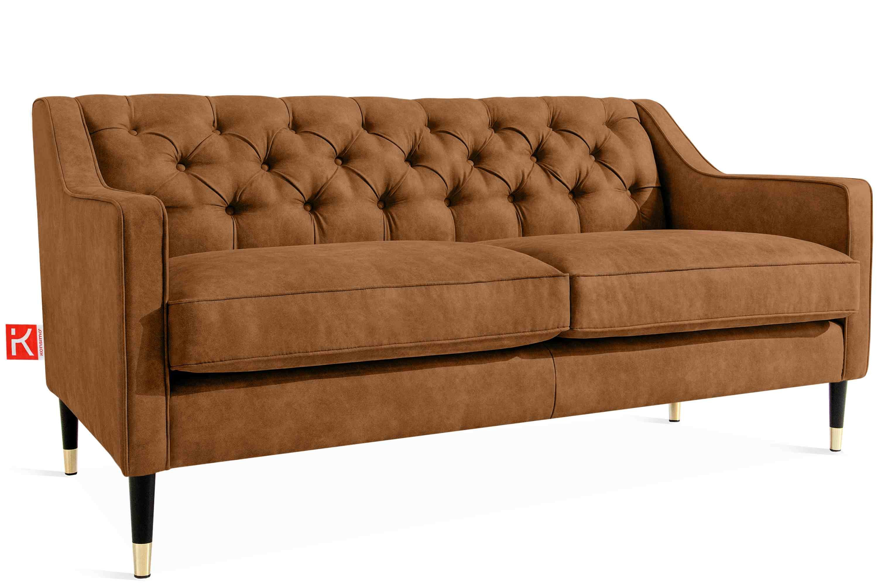 KONSIMO® Chesterfield-Sofa 2 Sitzer/ 3 Sitzer NOMUS Einzelsofa hergestellt in der EU, gewellte Feder, Komfortschaum, mit eleganter Steppung