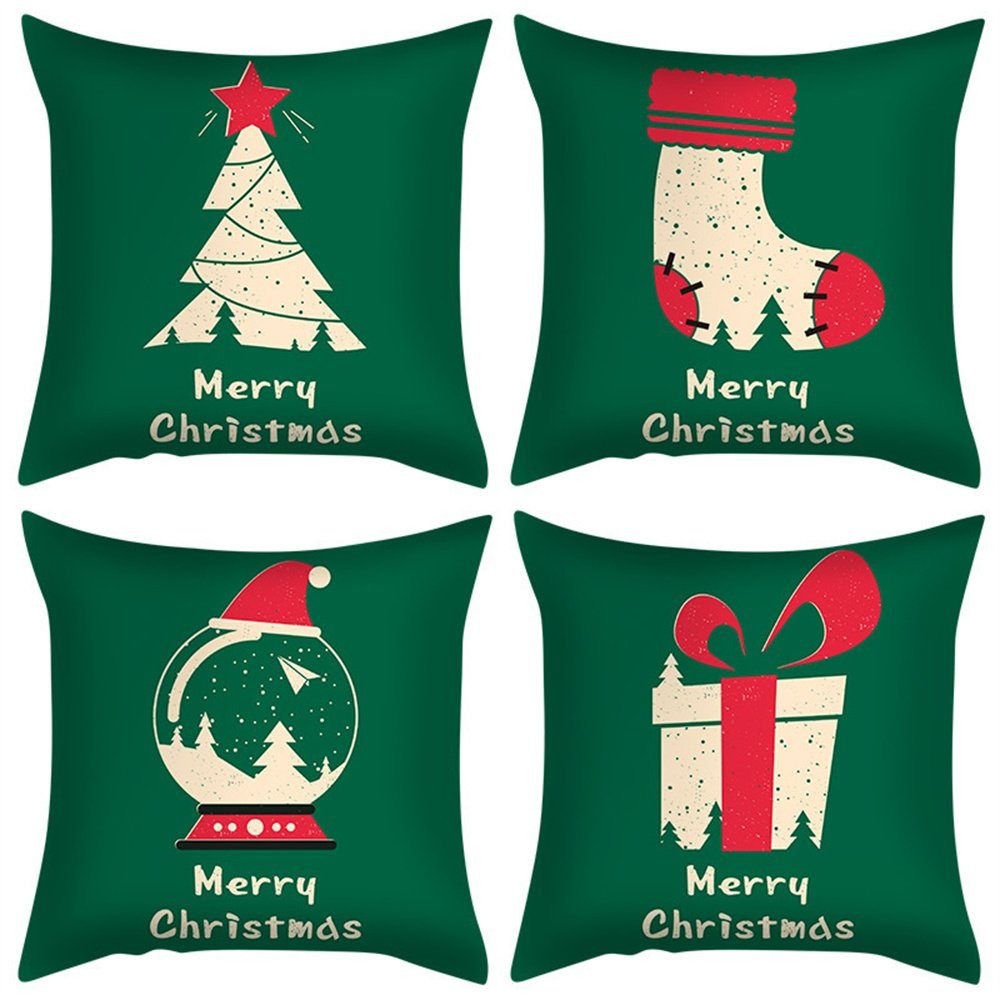 Kissenbezüge Weihnachten 4er Set Kissenbezüge, Party Dekokissen Kissenhüllen,  Dekorative (4 Stück), Weihnachts Deko, 4 Stück Kissenbezug zu Weihnachten