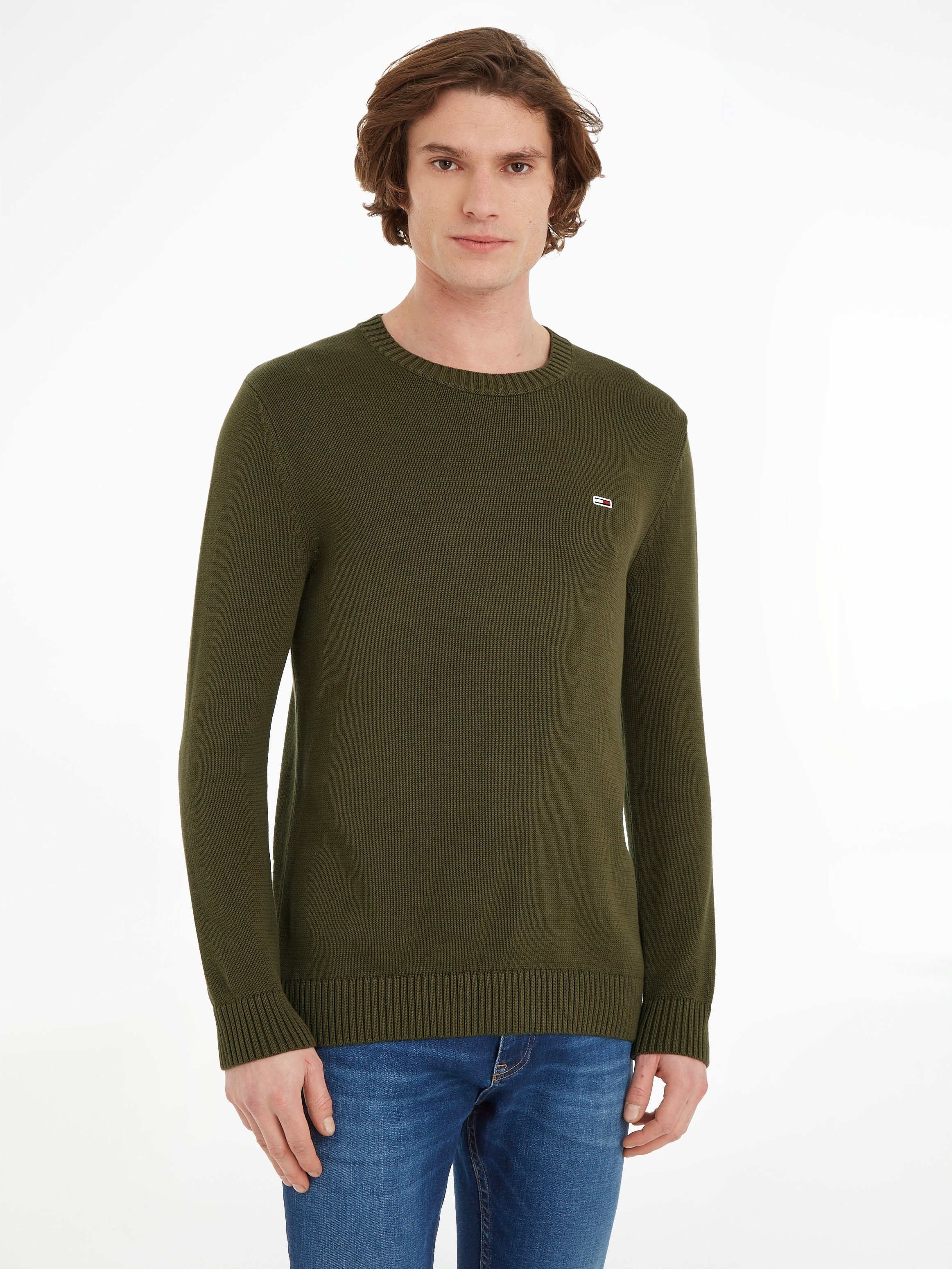 Tommy Jeans Strickpullover TJM ESSENTIAL CREW NECK SWEATER Drab Olive Green