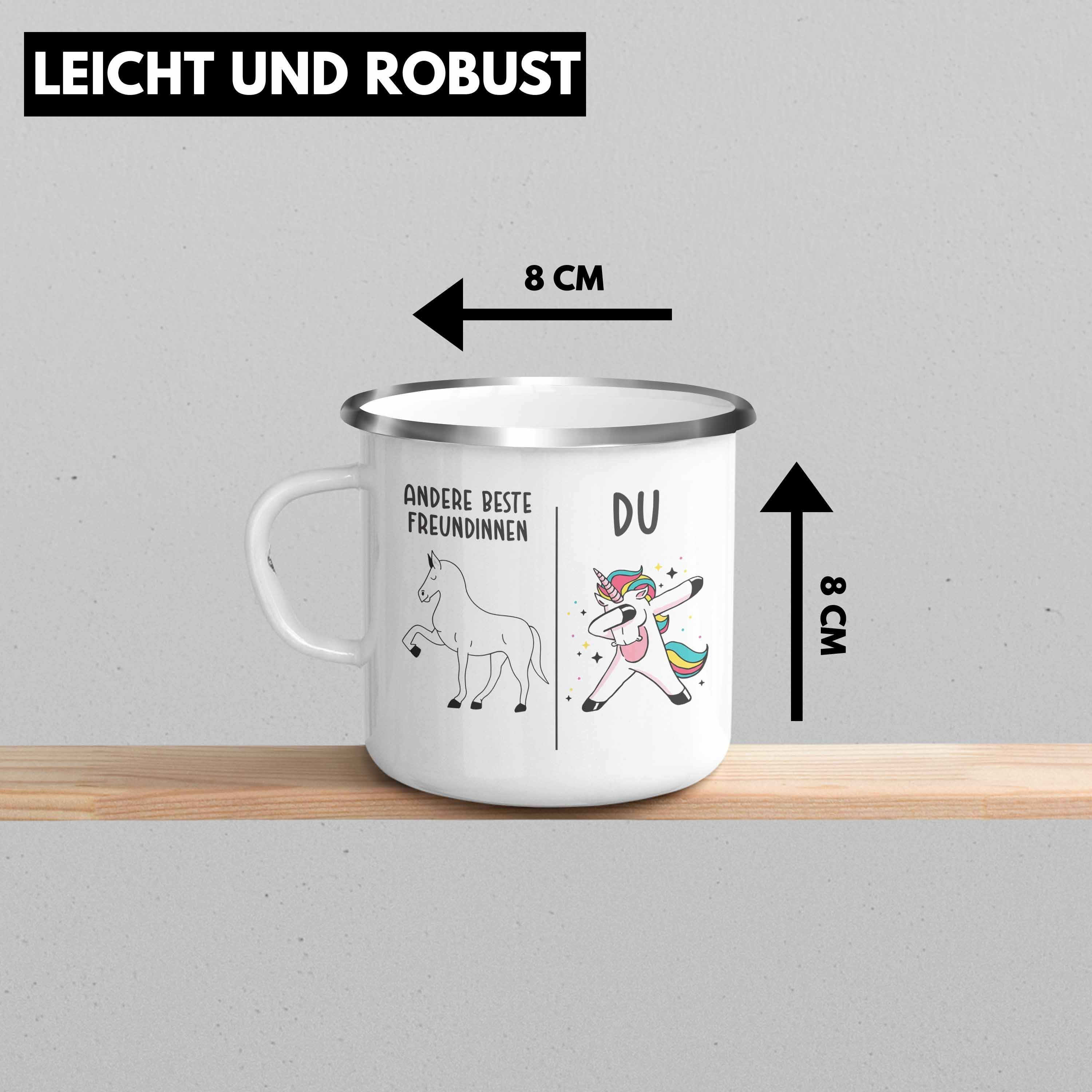 Emaille Silber Freundin Geburtstag Mädchen - Sprüchen Tassen Tasse Beste mit Trendation Geschenke Thermotasse Trendation Emaille