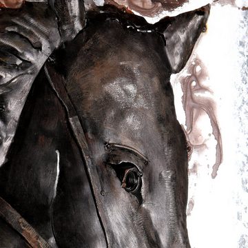Home4Living Metallbild Wandbild 3d 100x100 handgefertigt Unikat Relief, Horse, 3D Effekt