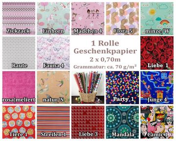 maDDma Geschenkpapier 1 Rolle Geschenkpapier Dekopapier Verpackungspapier, Streifen 2